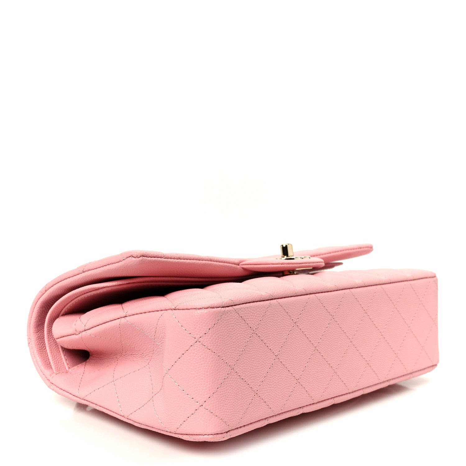 Caviar Quilted Medium Double Flap Light Pink
