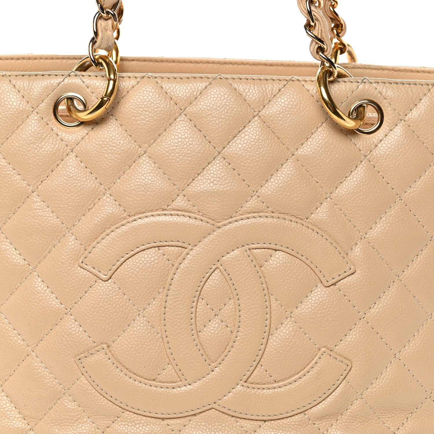 Caviar Quilted Grand Shopping Tote GST Beige