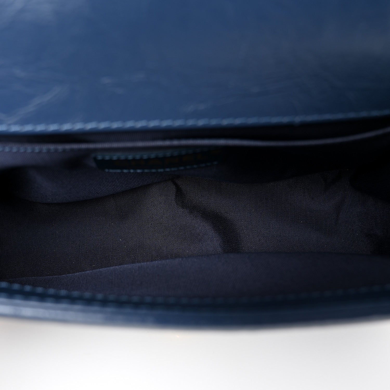 Aged Calfskin Quilted Medium Chain Detail Boy Flap Blue