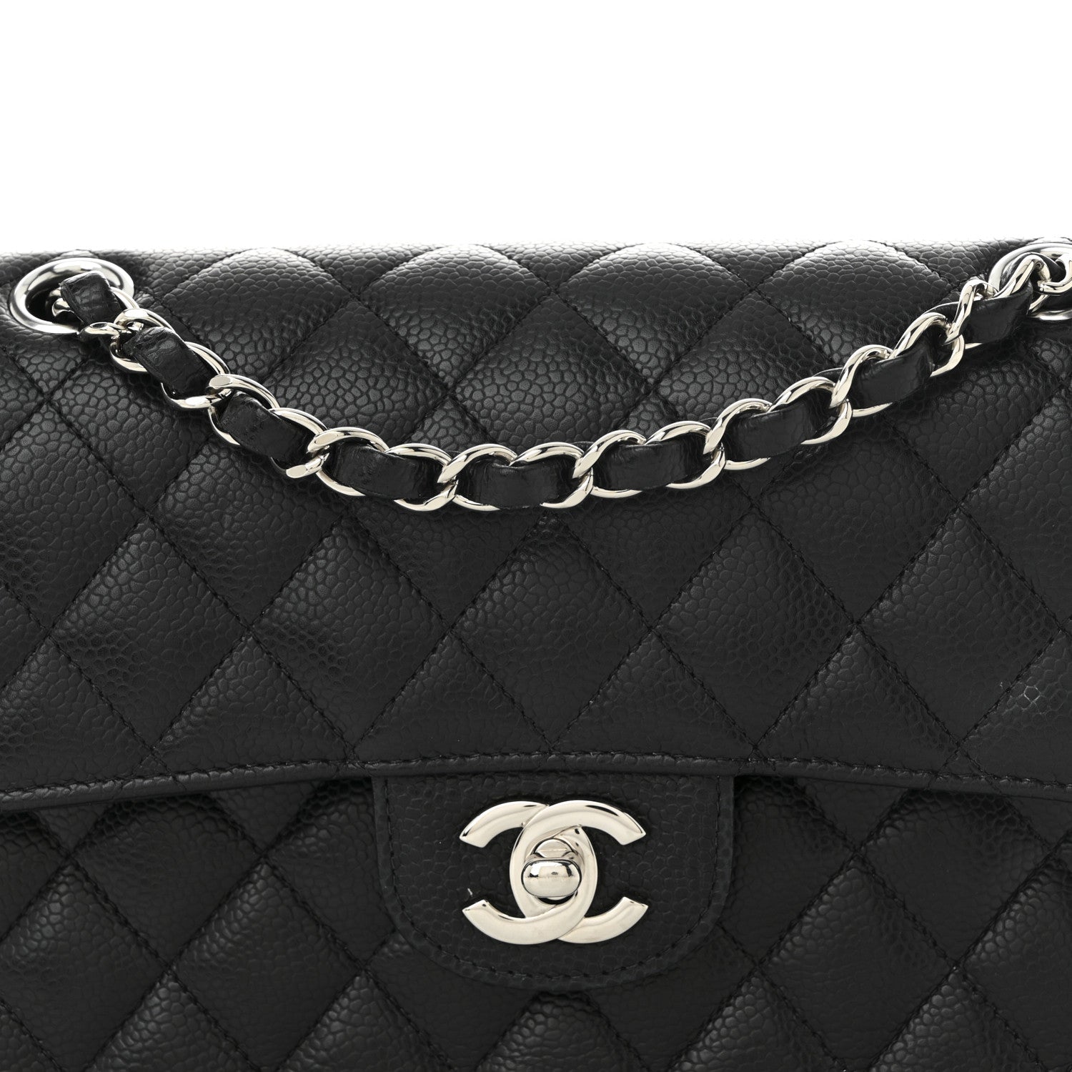 Caviar Quilted Small Double Flap Black