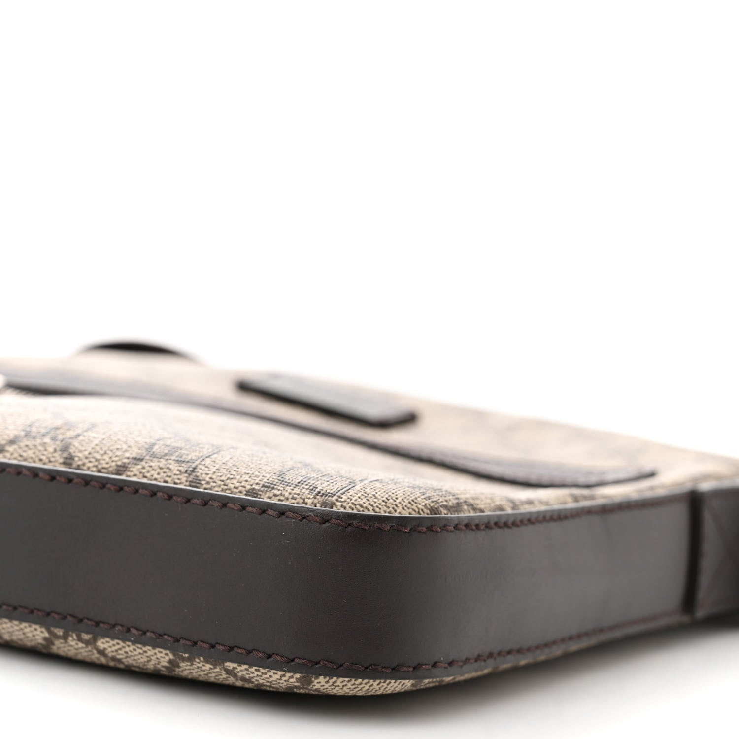 GG Supreme Monogram Selleria Calfskin Small Flat Messenger Bag Beige Ebony Cocoa Marrone Scuro