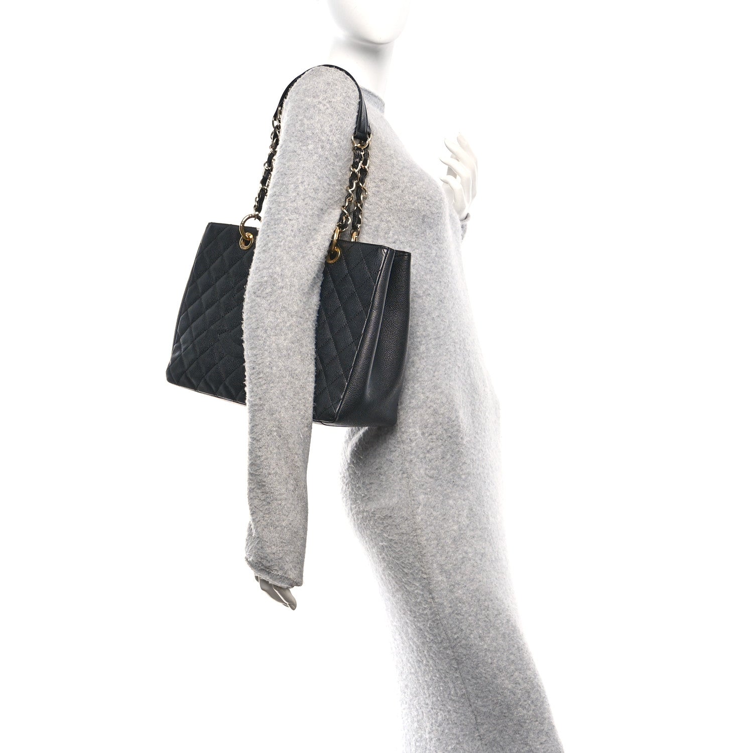 Caviar Quilted Grand Shopping Tote GST Black