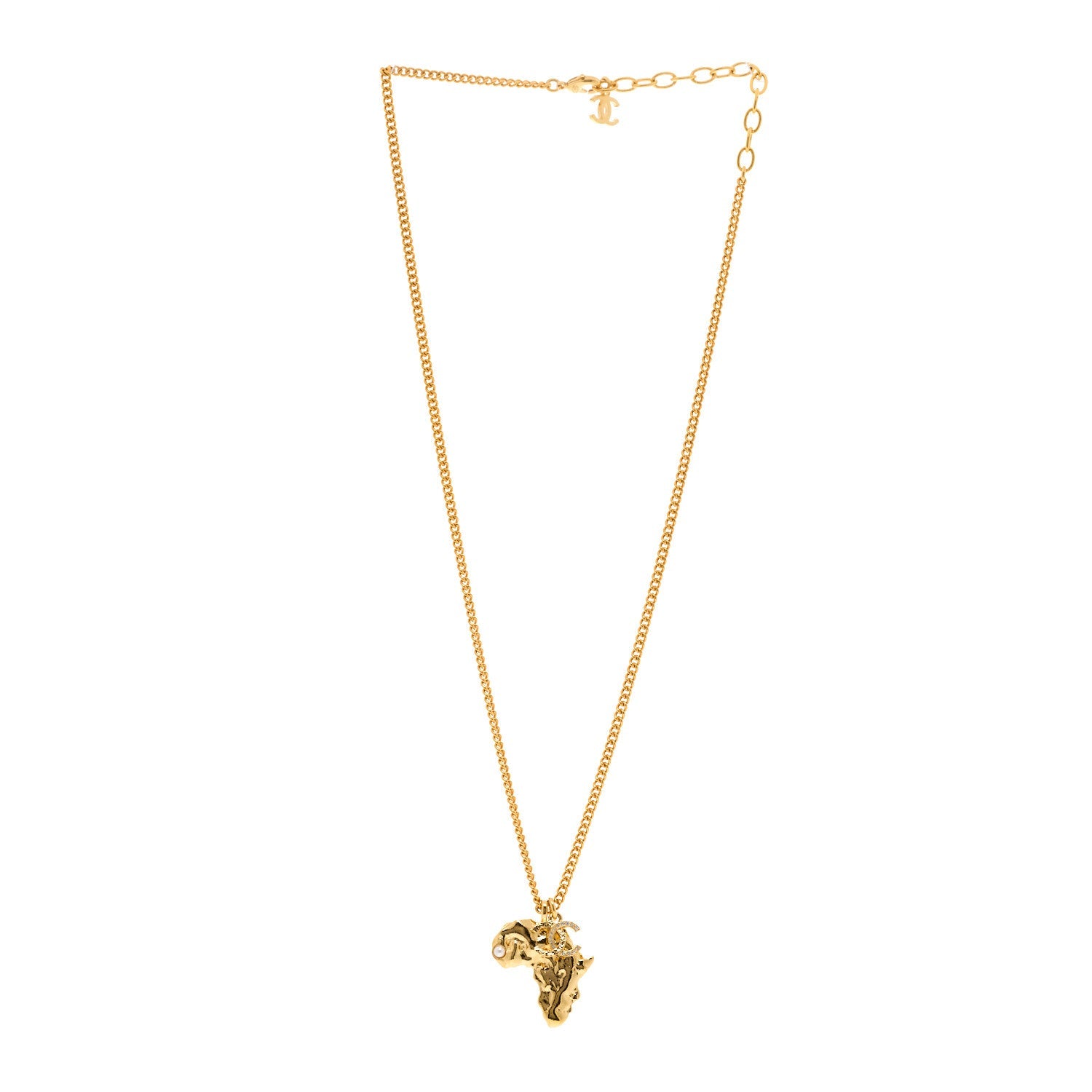 Metal Pearl Crystal CC Dakar Pendant Necklace Gold White