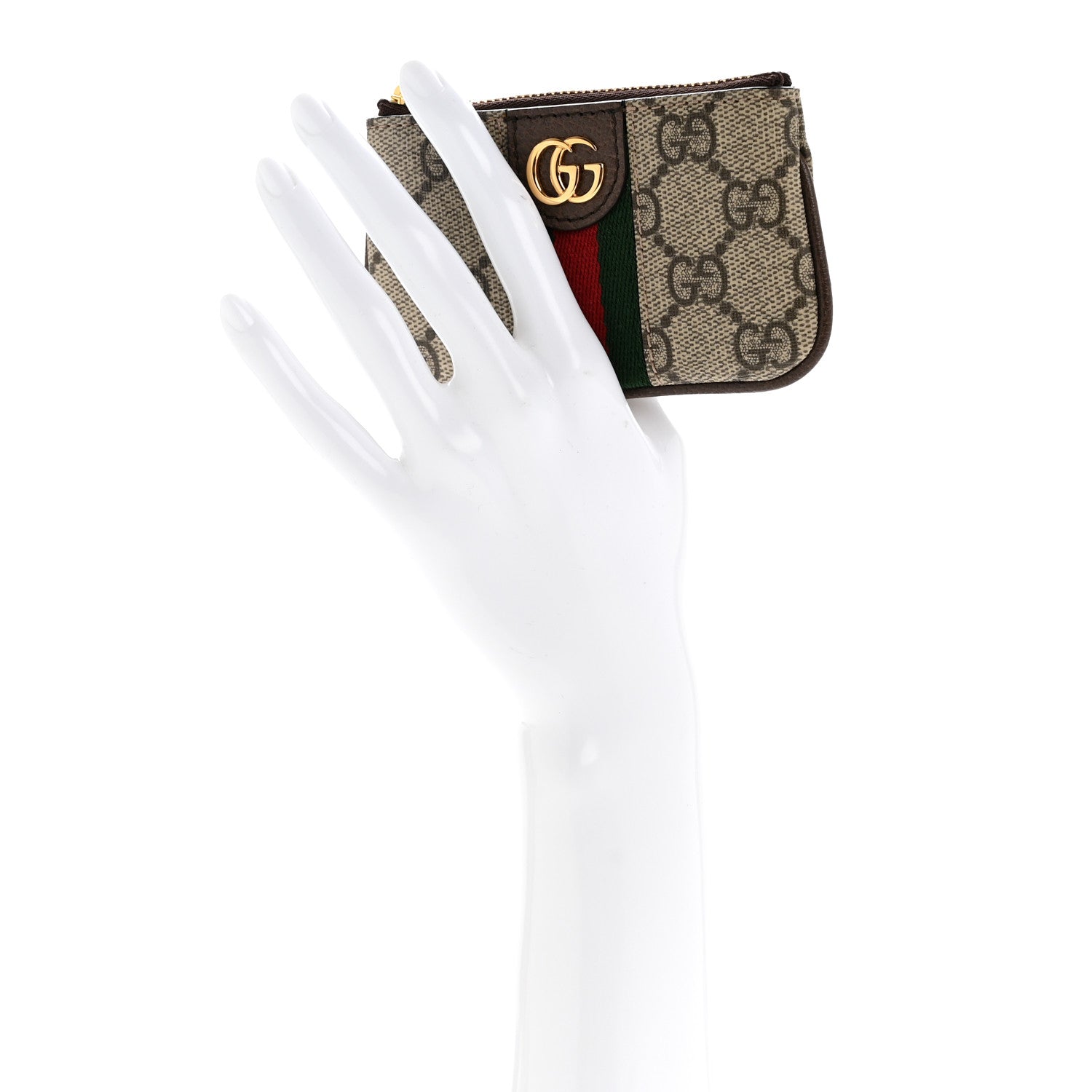 GG Supreme Monogram Web Ophidia Key Case Beige New Acero