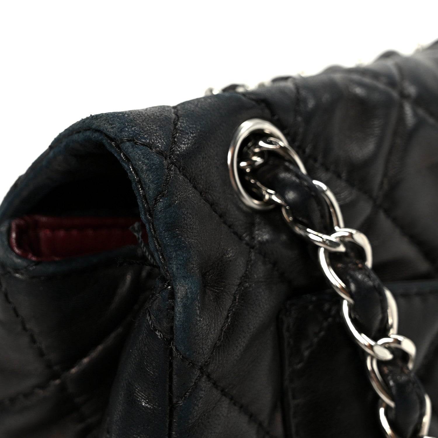 Washed Lambskin Quilted Maxi Single Flap Black