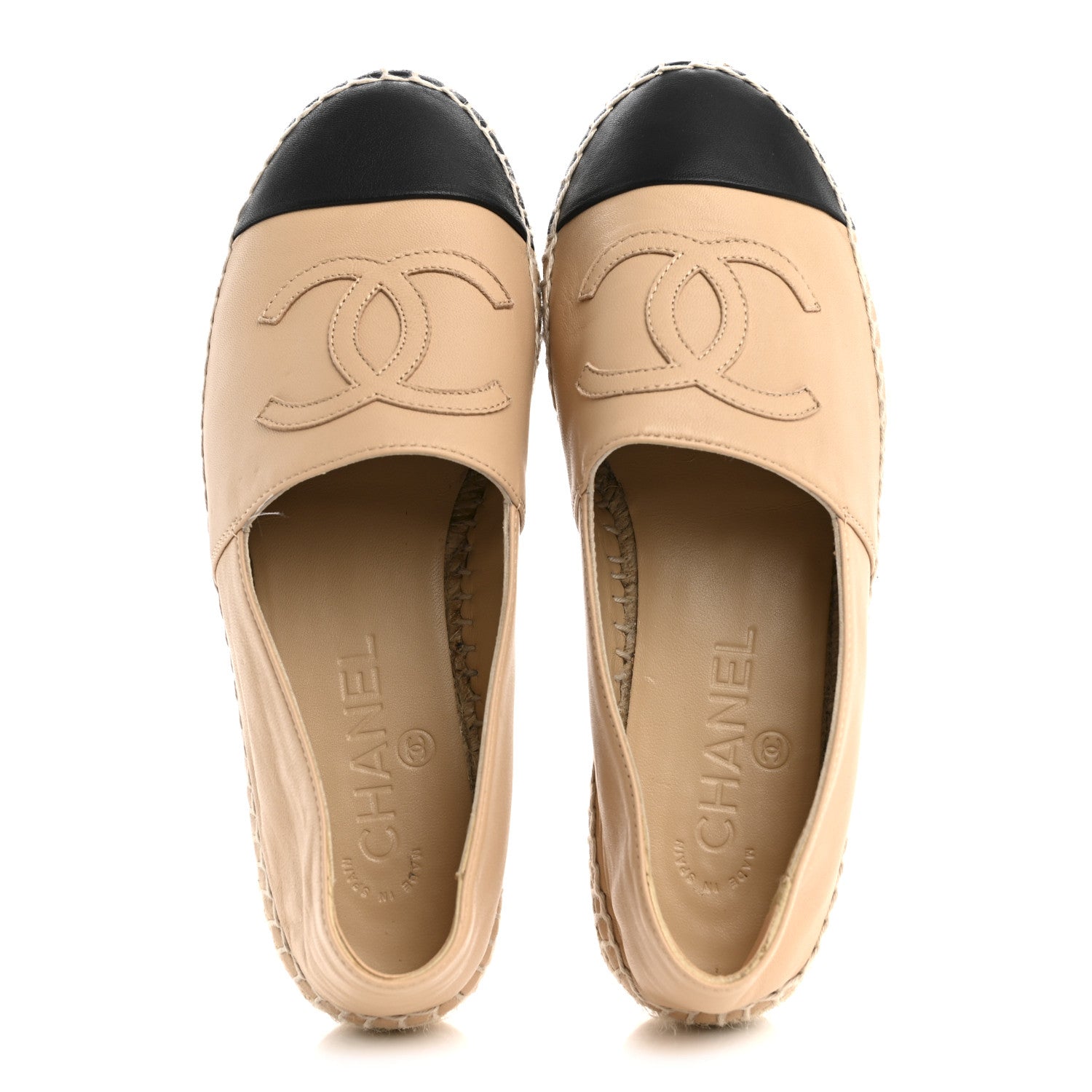 Lambskin CC Espadrilles 36 Beige Black