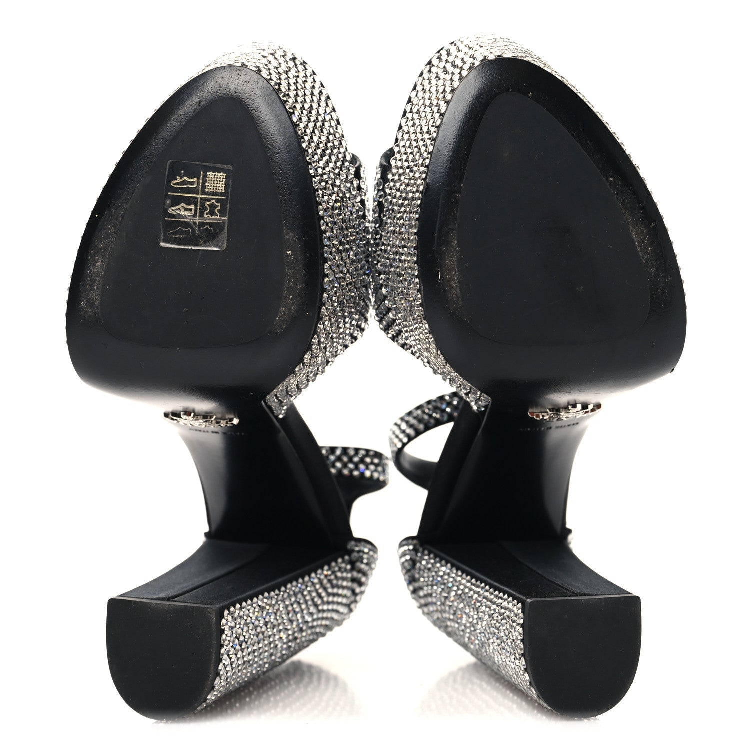Satin Crystal Triangle Logo 40/135mm Platform Sandals 37 Cristal