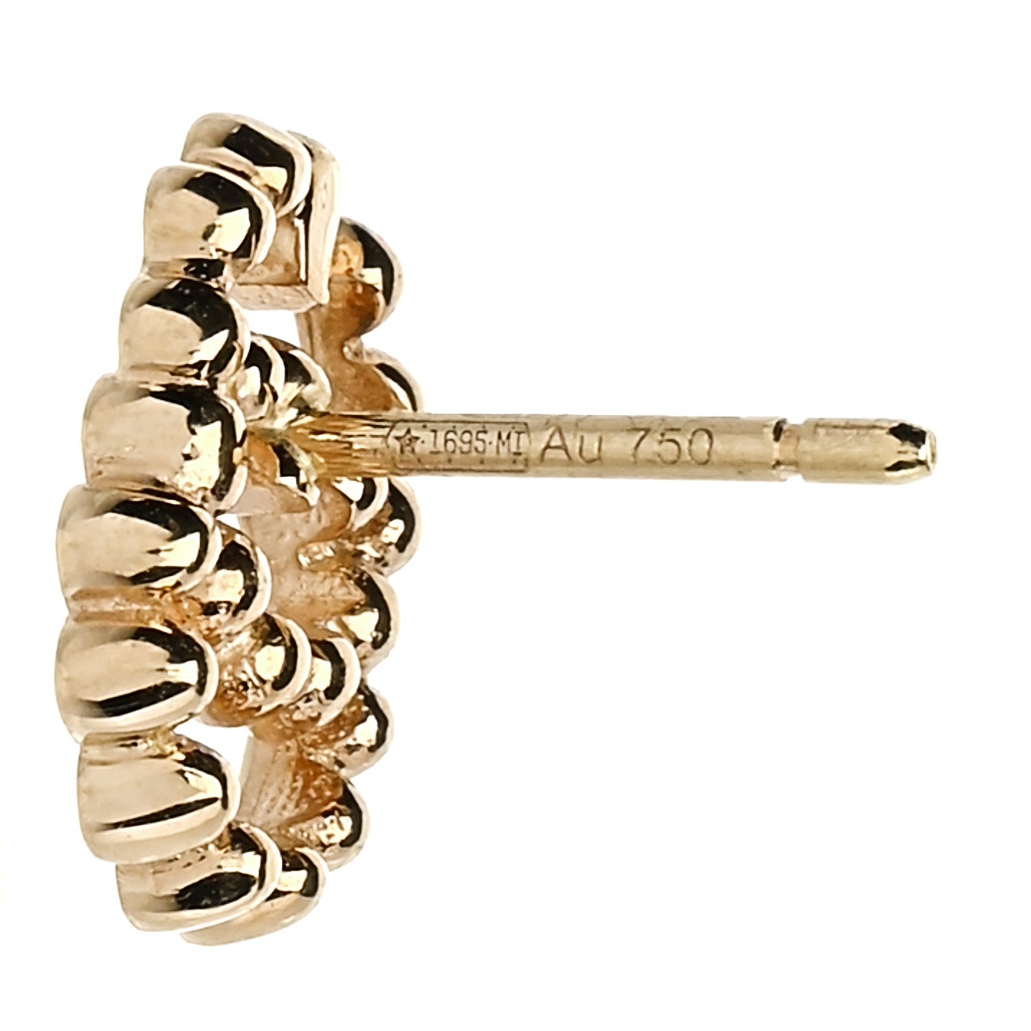18K Yellow Gold Running G Scalloped Stud Earrings