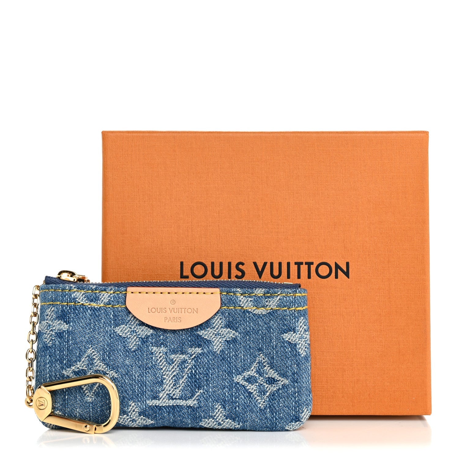 Monogram Denim Key Pouch Denim Blue