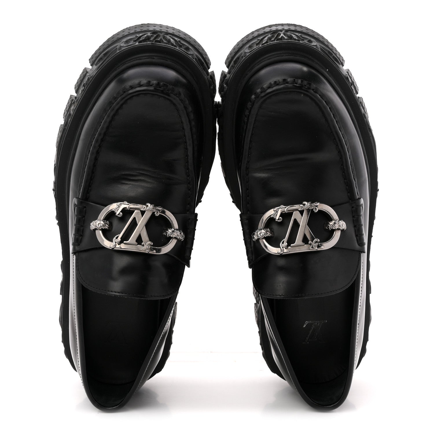 Calfskin Baroque Mens LV Loafers 8 Black