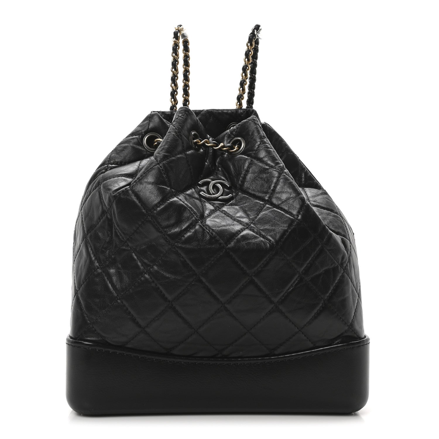 Aged Calfskin Quilted Small Gabrielle Backpack Black
