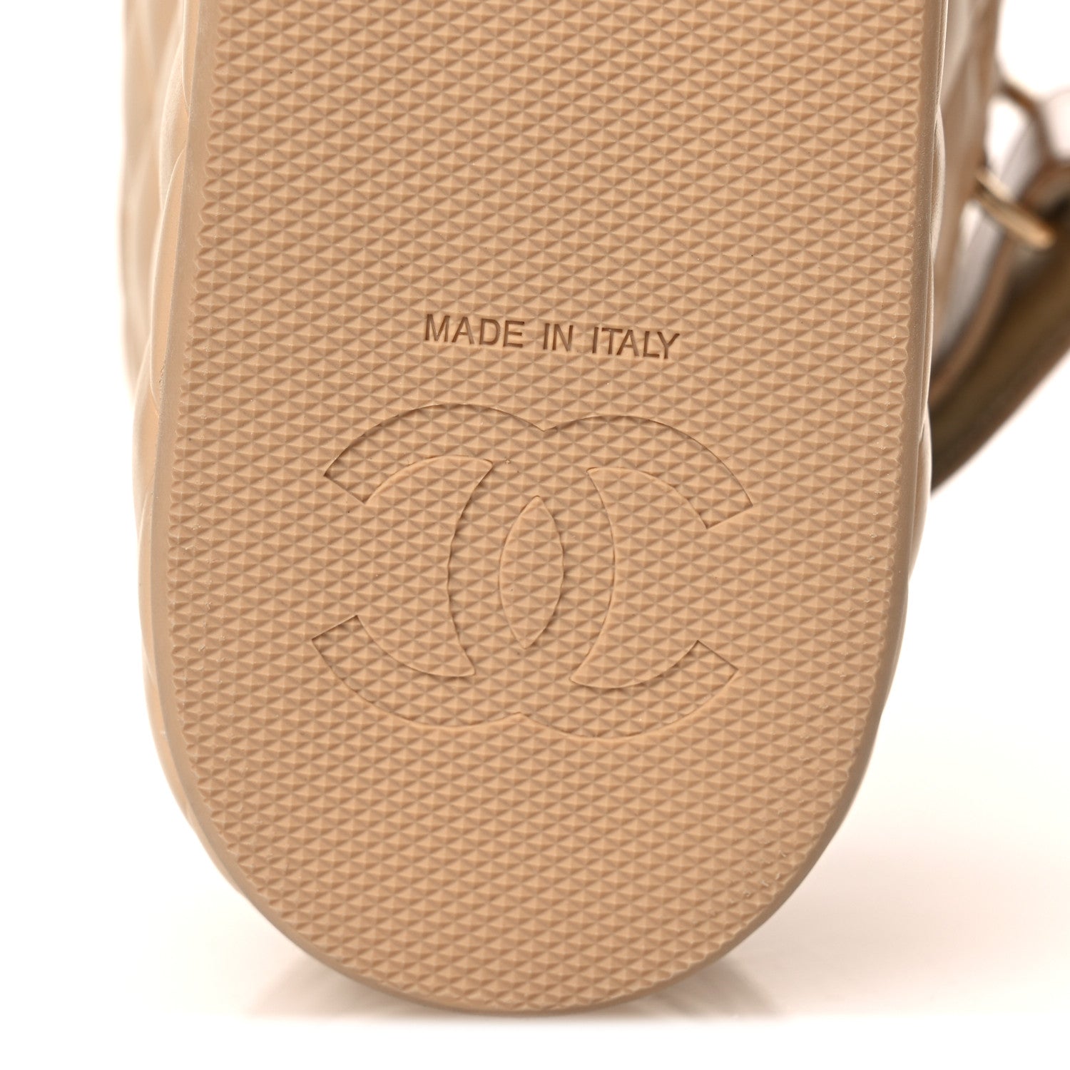 Shiny Calfskin Logo Platform Sandals 40 Beige