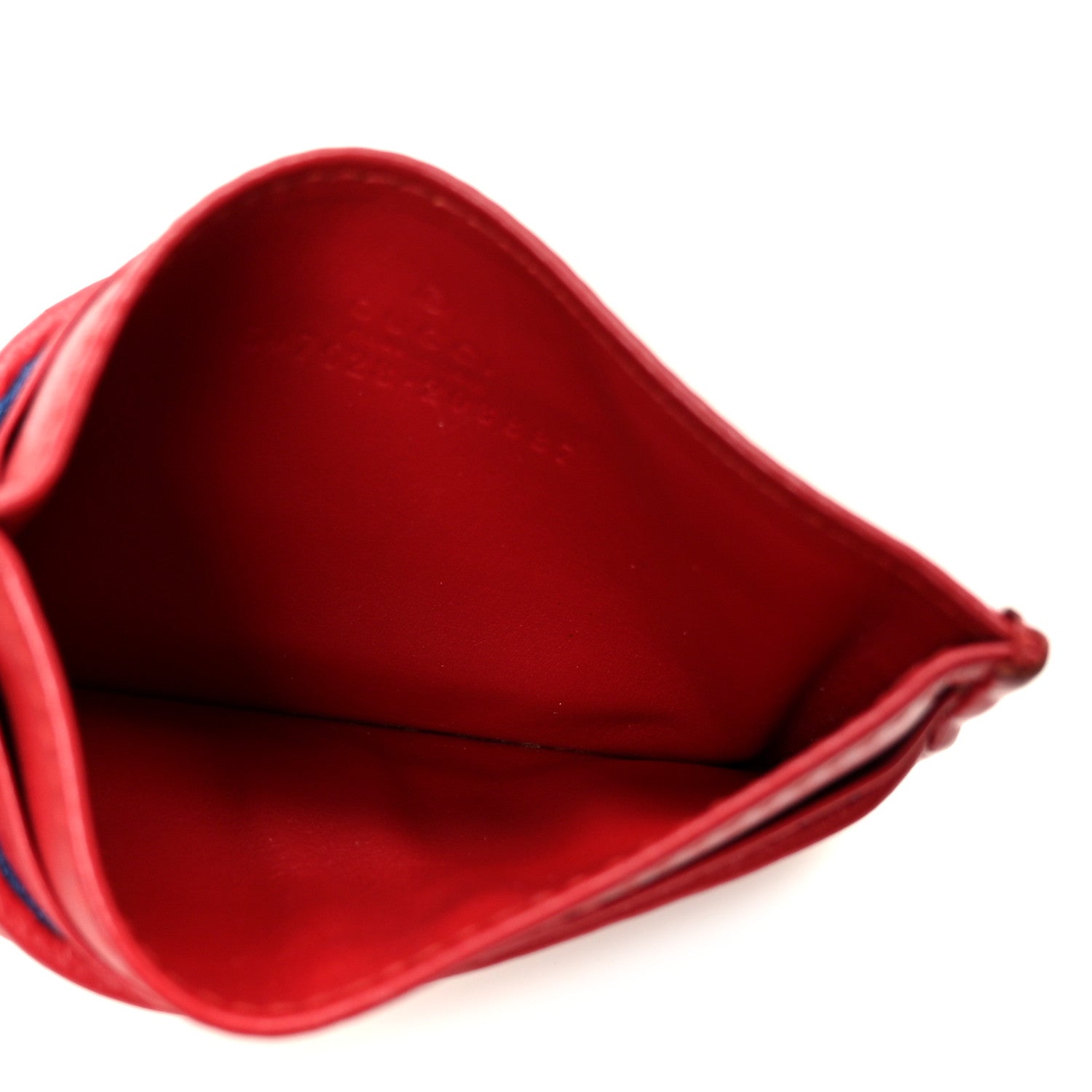 Calfskin G Rhombus Quilted Card Holder Hibiscus Red