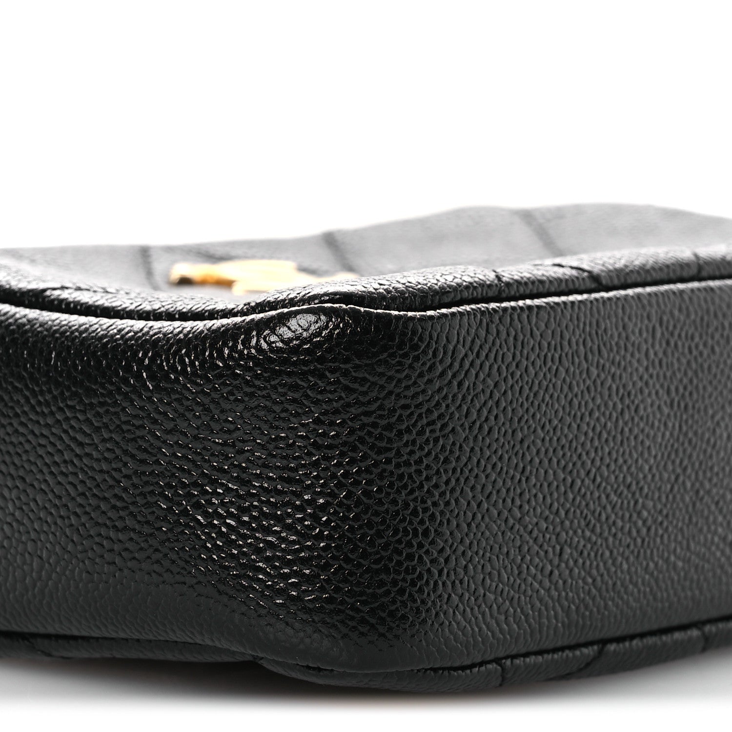 Shiny Caviar Quilted Chain Melody Camera Bag Black