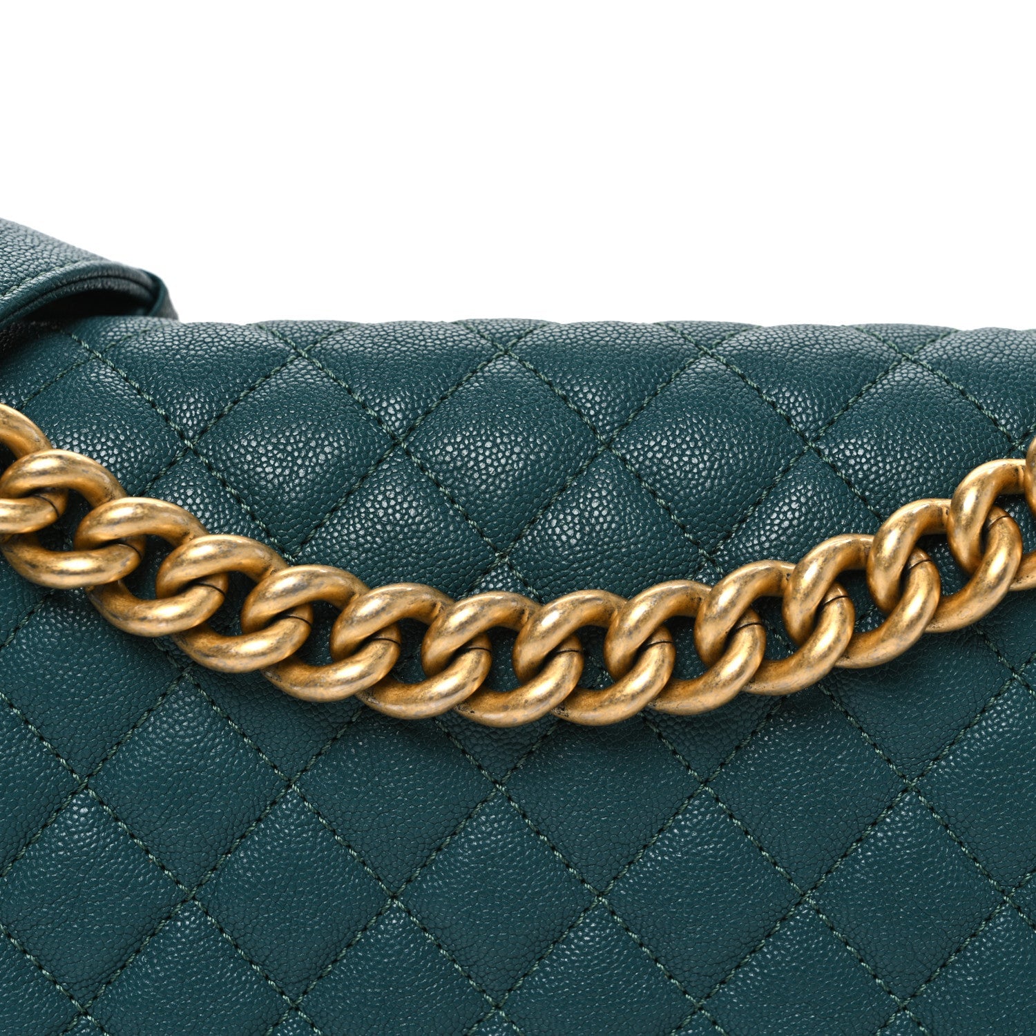 Caviar Quilted Medium Boy Flap Dark Green