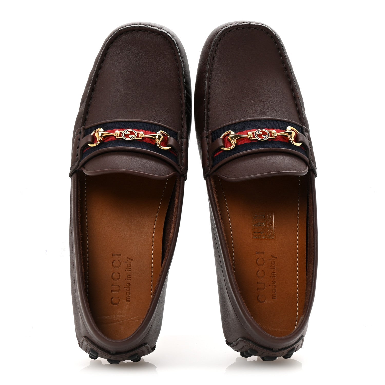 Soft Clove Calfskin Web Mens Horsebit Driver Loafers 7.5 Cocoa