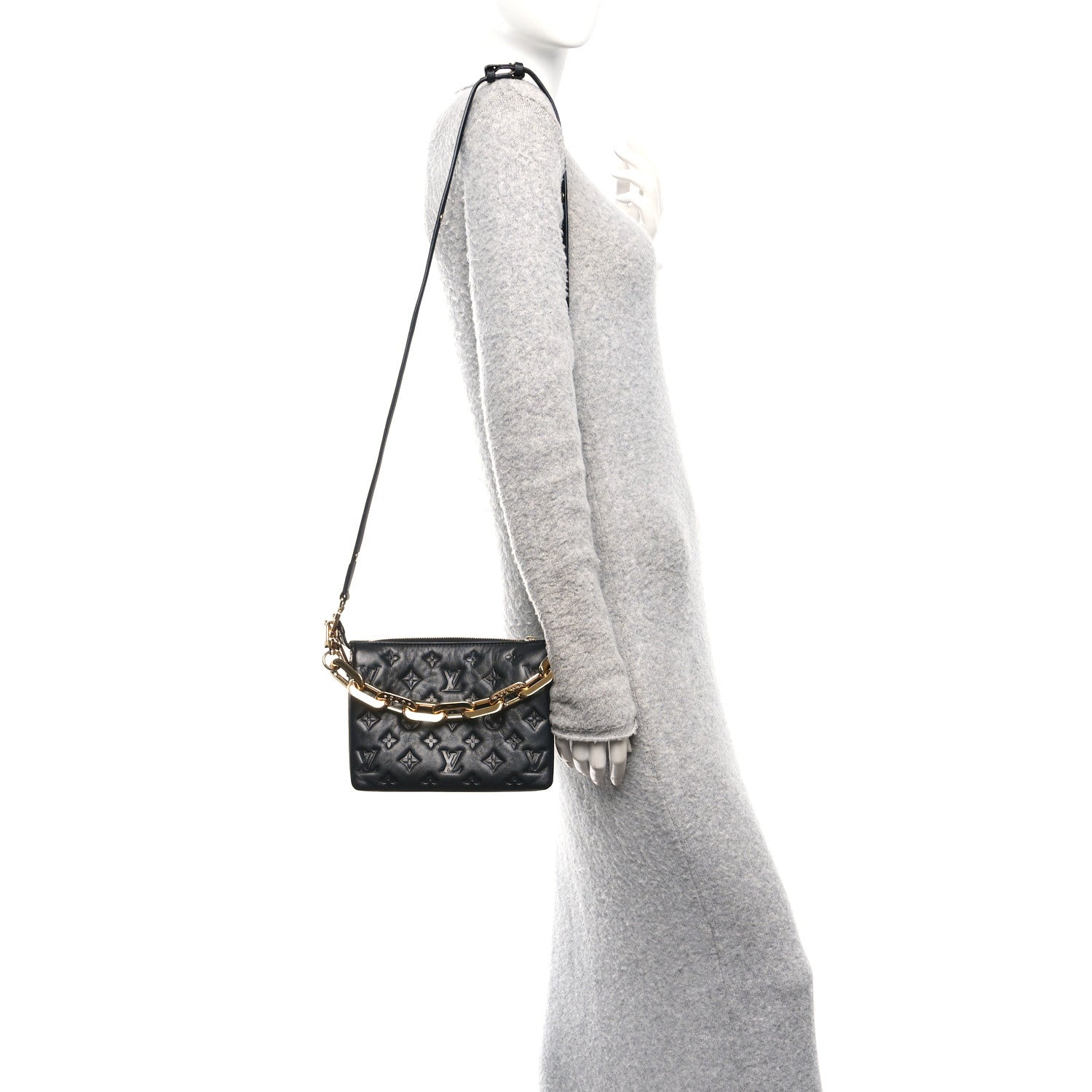 Lambskin Embossed Monogram Coussin BB Black