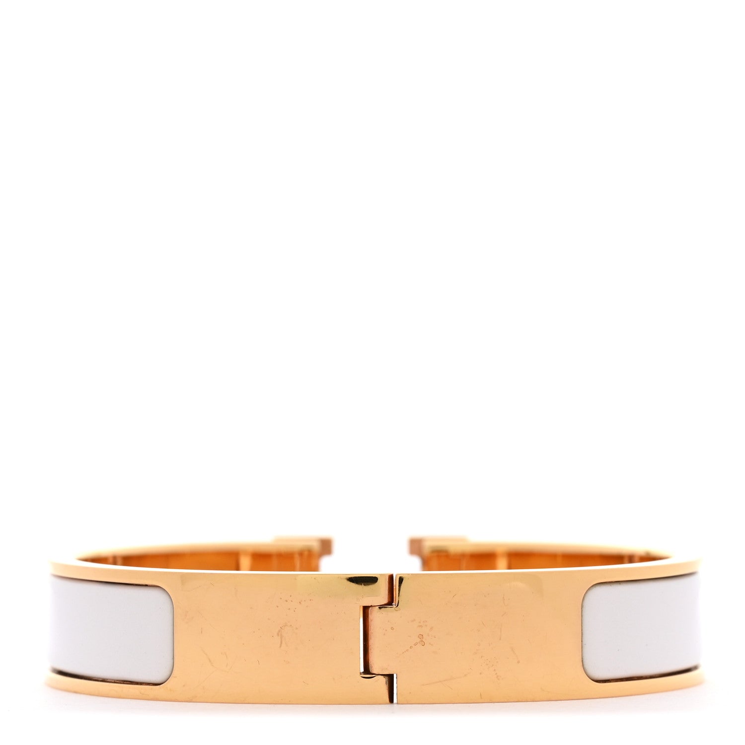Enamel Narrow Clic Clac H Bracelet PM White