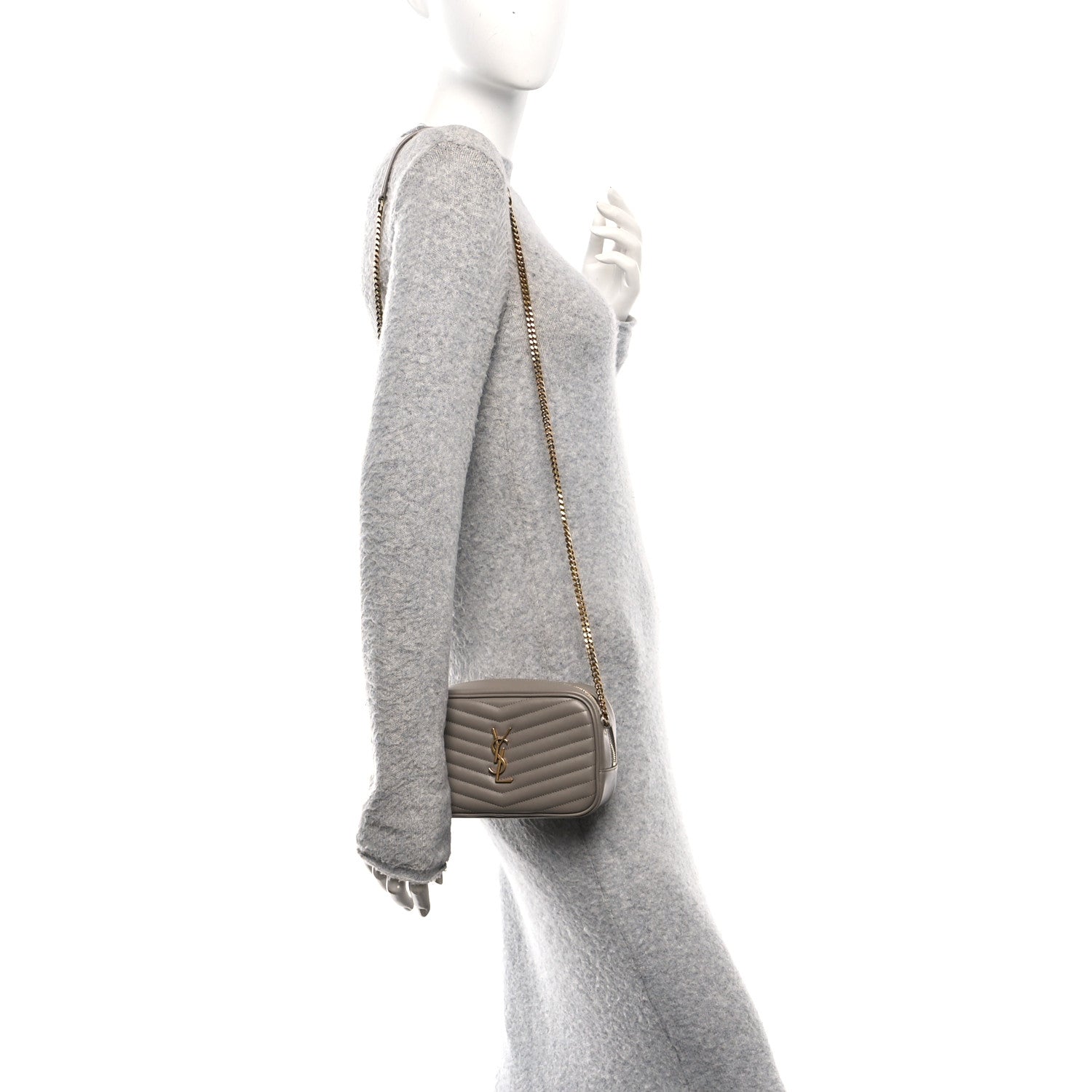 Calfskin Matelasse Monogram Mini Lou Camera Bag Greyish Brown