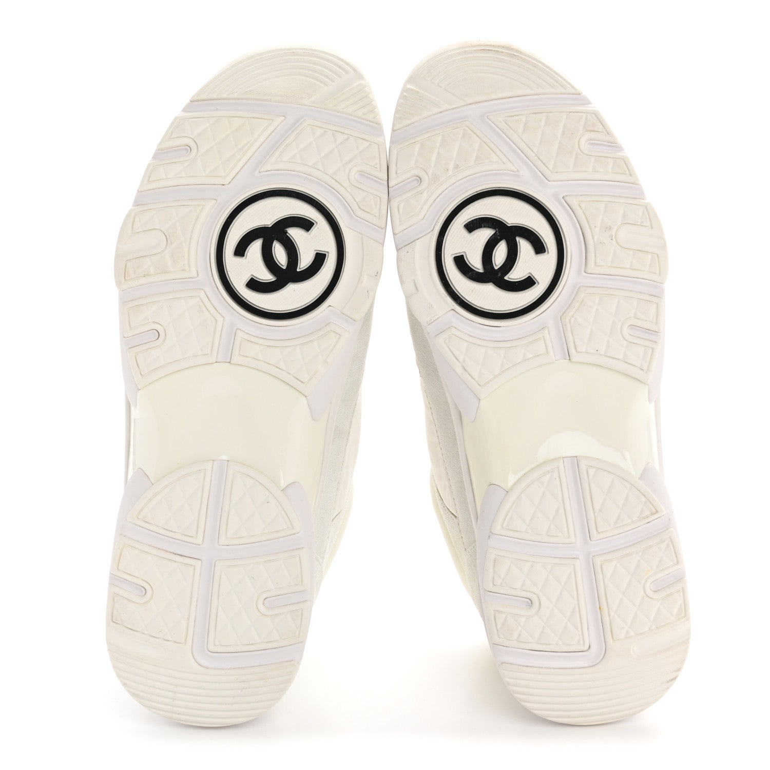 Suede Calfskin Fabric CC Sneakers 38.5 White
