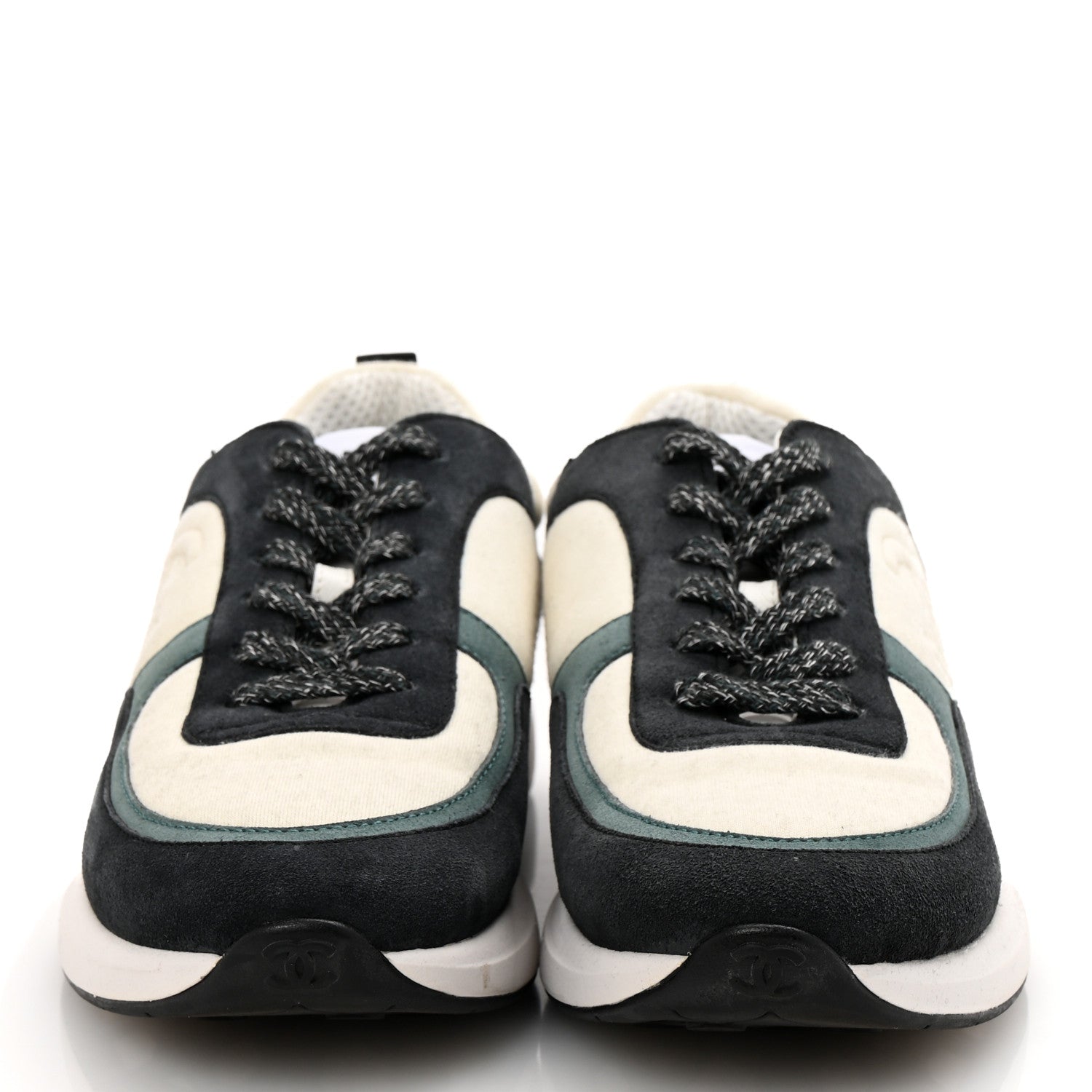 Suede Calfskin Fabric CC Sneakers 39 Dark Grey