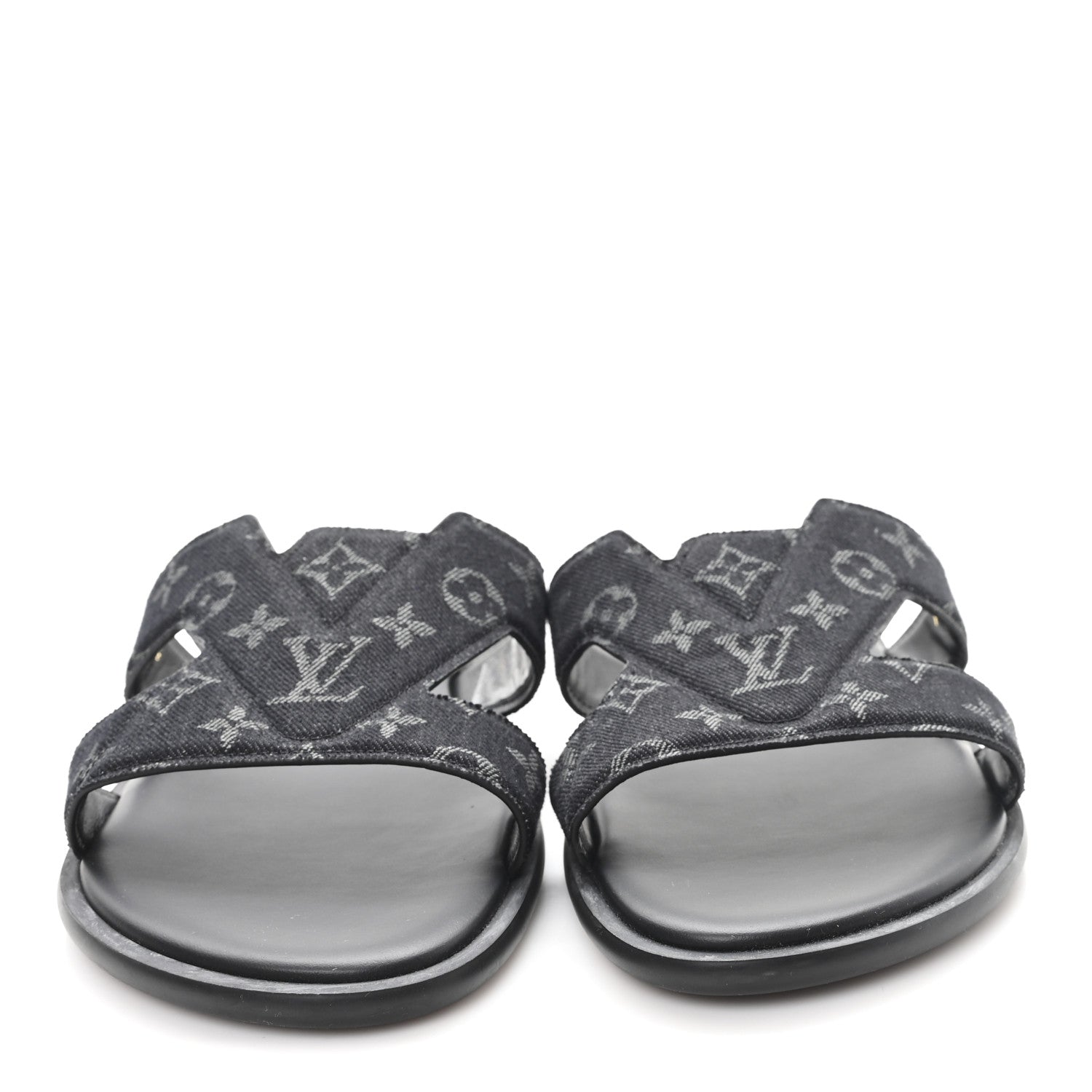 Monogram Denim Mens LV Oasis Mules 8.5 Black