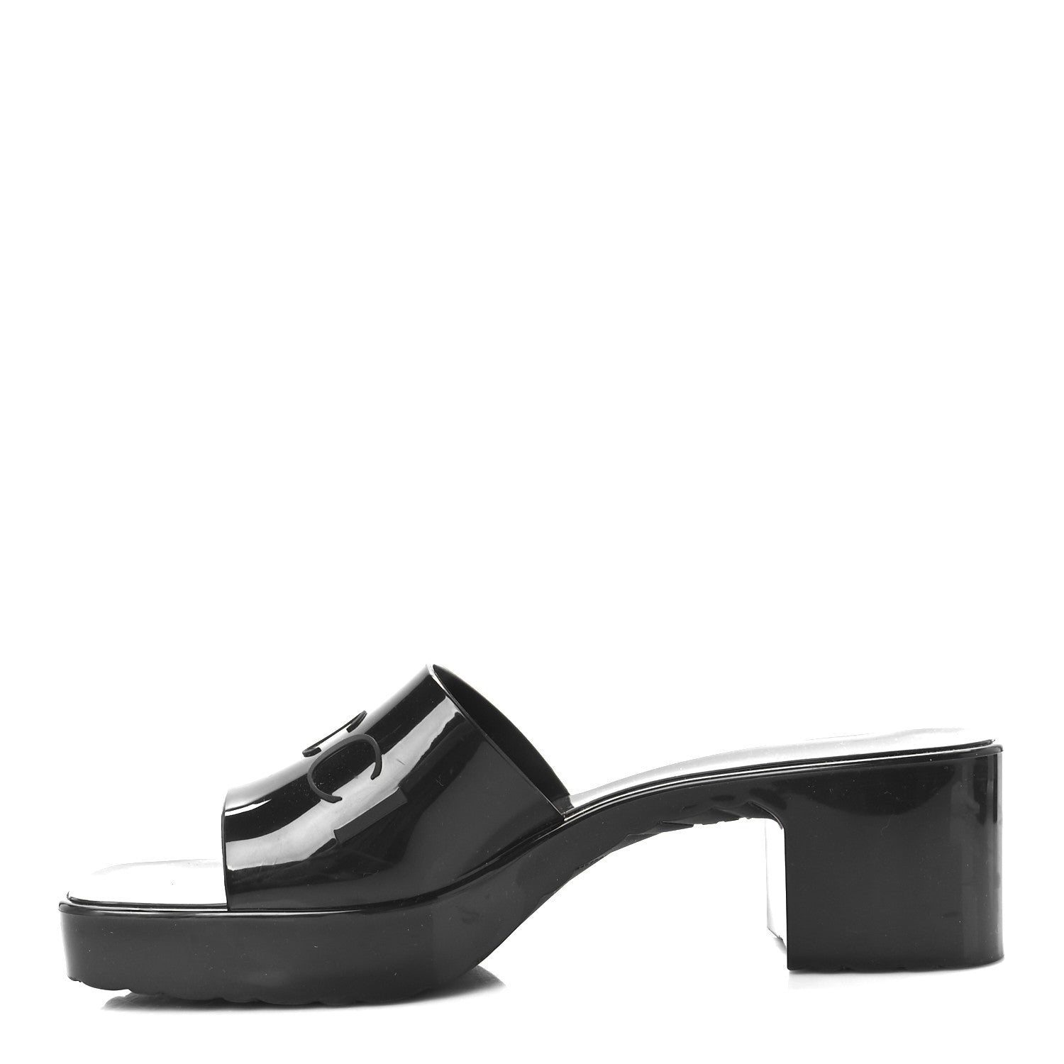 Rubber Gucci Logo Womens Platform 20/60mm Slide Sandals 38 Black