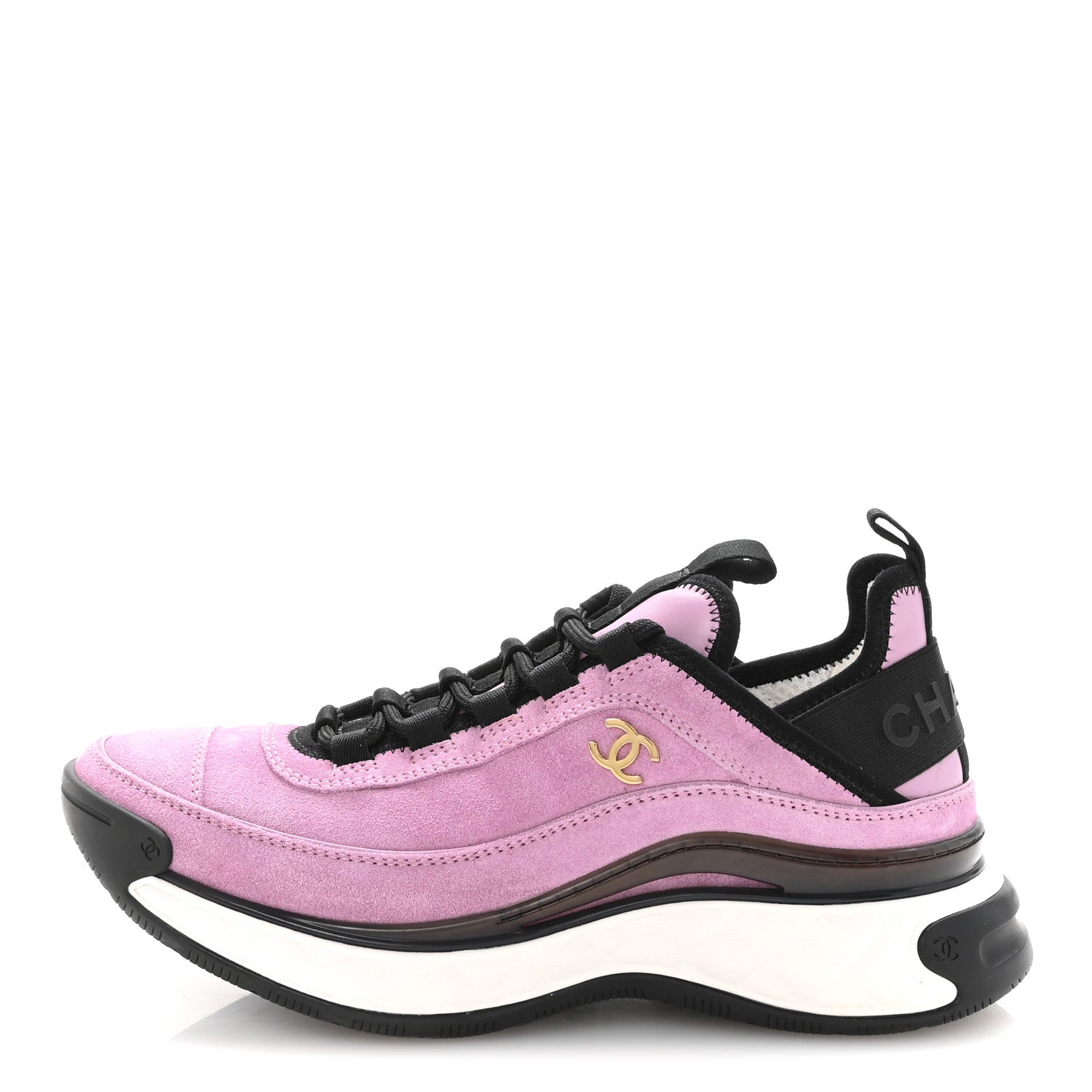 Suede Calfskin Nylon Grosgrain CC Sneakers 36.5 Dark Pink