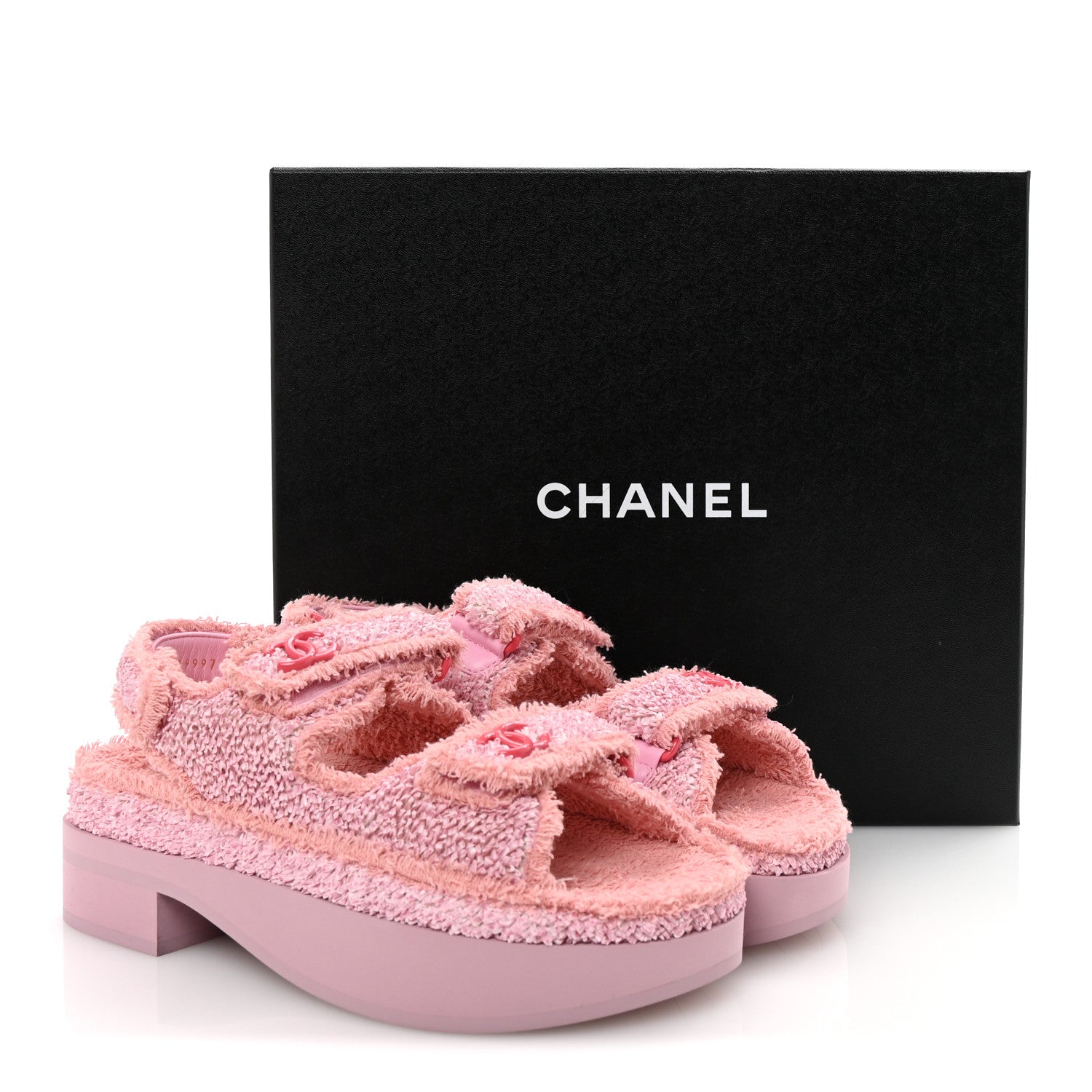 Fabric Terry Cloth Velcro Dad Platform Sandals 37 Light Pink Multicolor