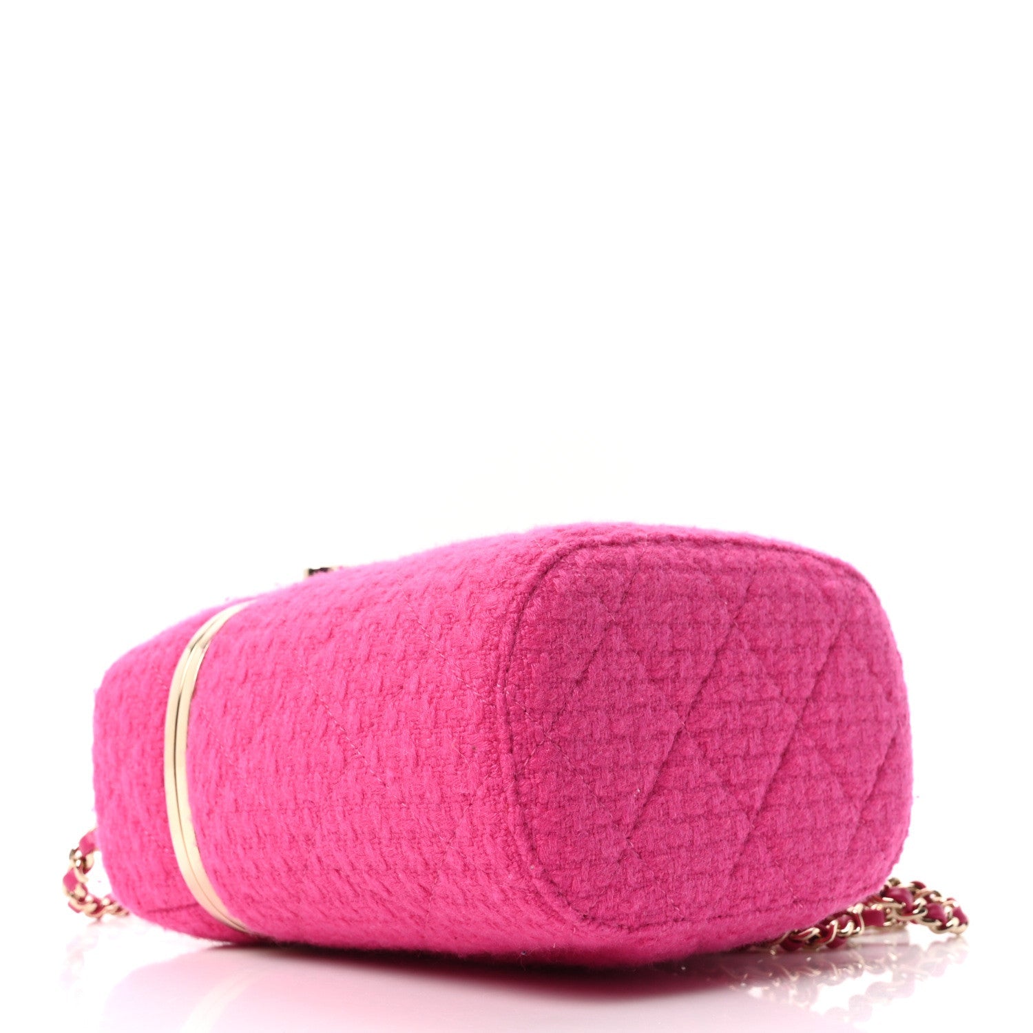 Tweed Quilted Small Vanity Case Fuchsia