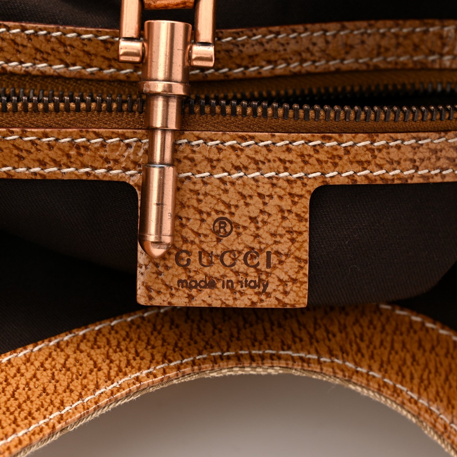 Monogram Calfskin Large Bardot Shoulder Bag Light Brown
