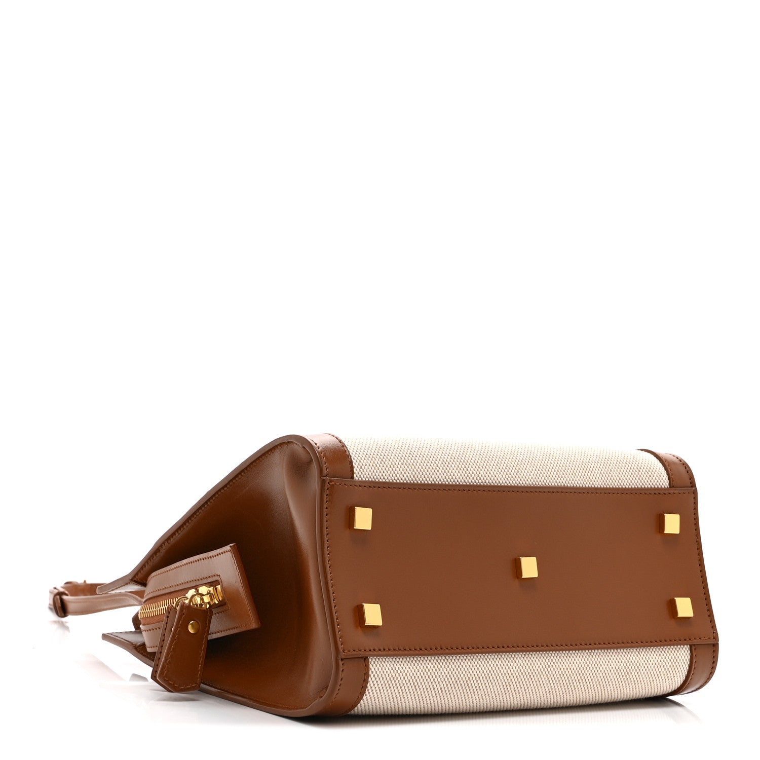 Canvas Calfskin Small Uptown Tote Brown
