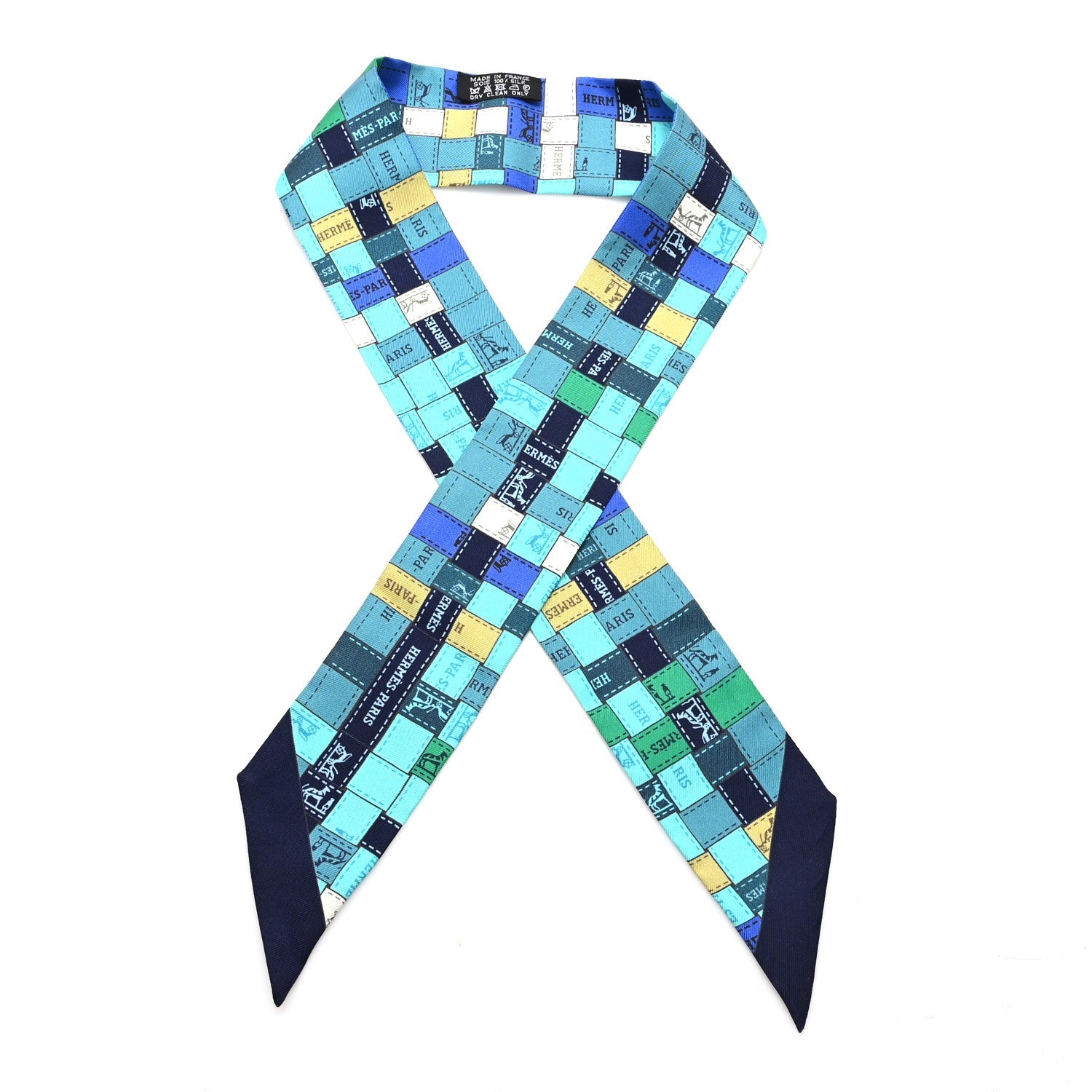 Silk Bolduc Au Carre Twilly Turquoise Bleu Klein Vert