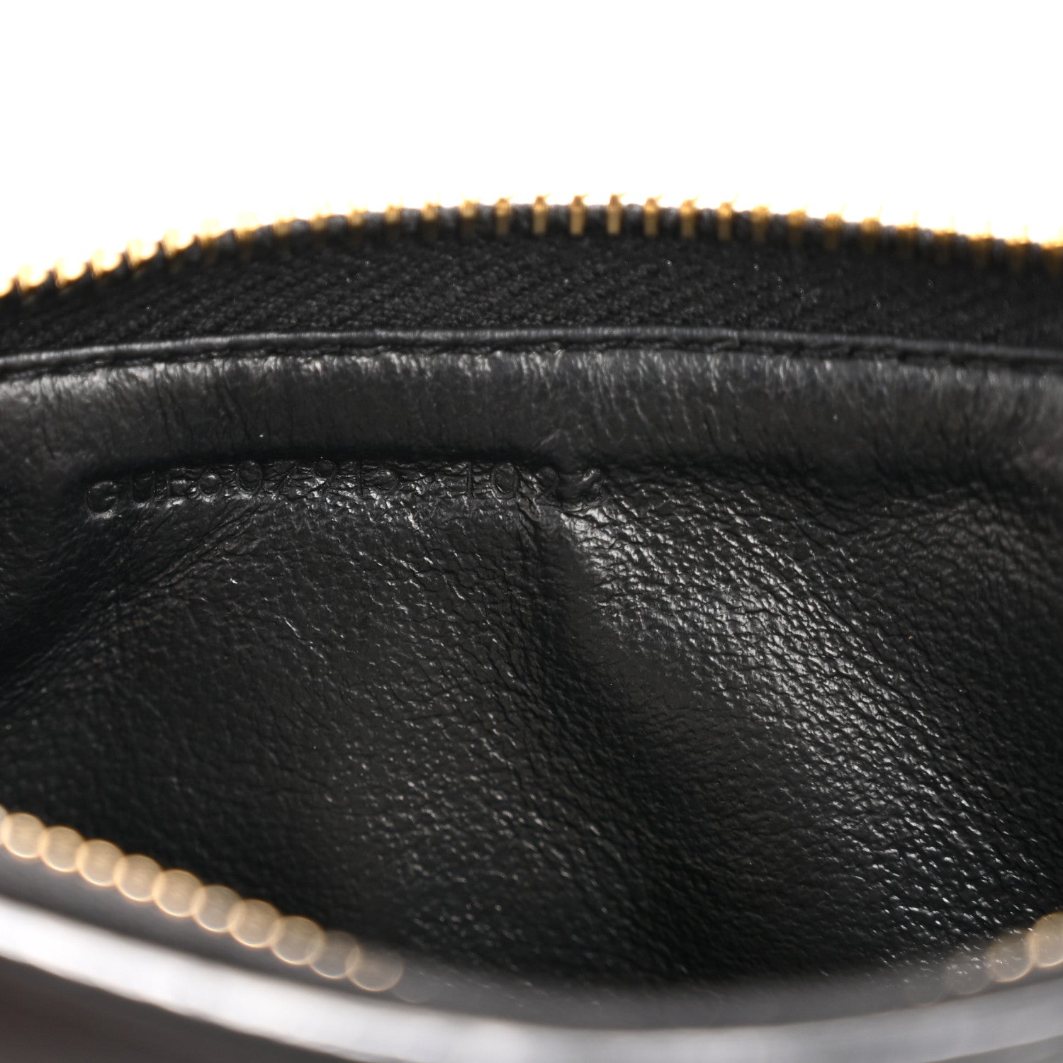 Calfskin Matelasse Chevron Monogram Fragments Zippered Card Case Black