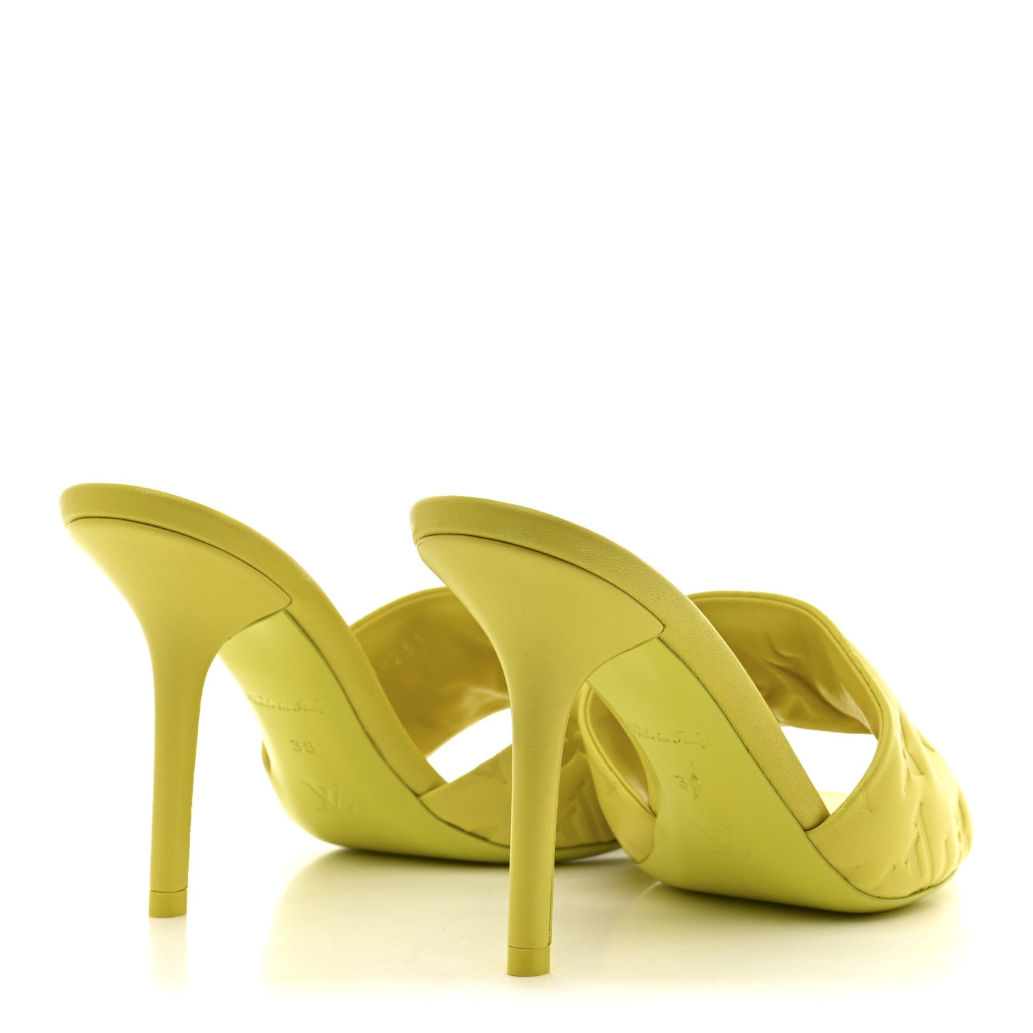 Lambskin Embossed Monogram Revival Mules 38 Neon Yellow