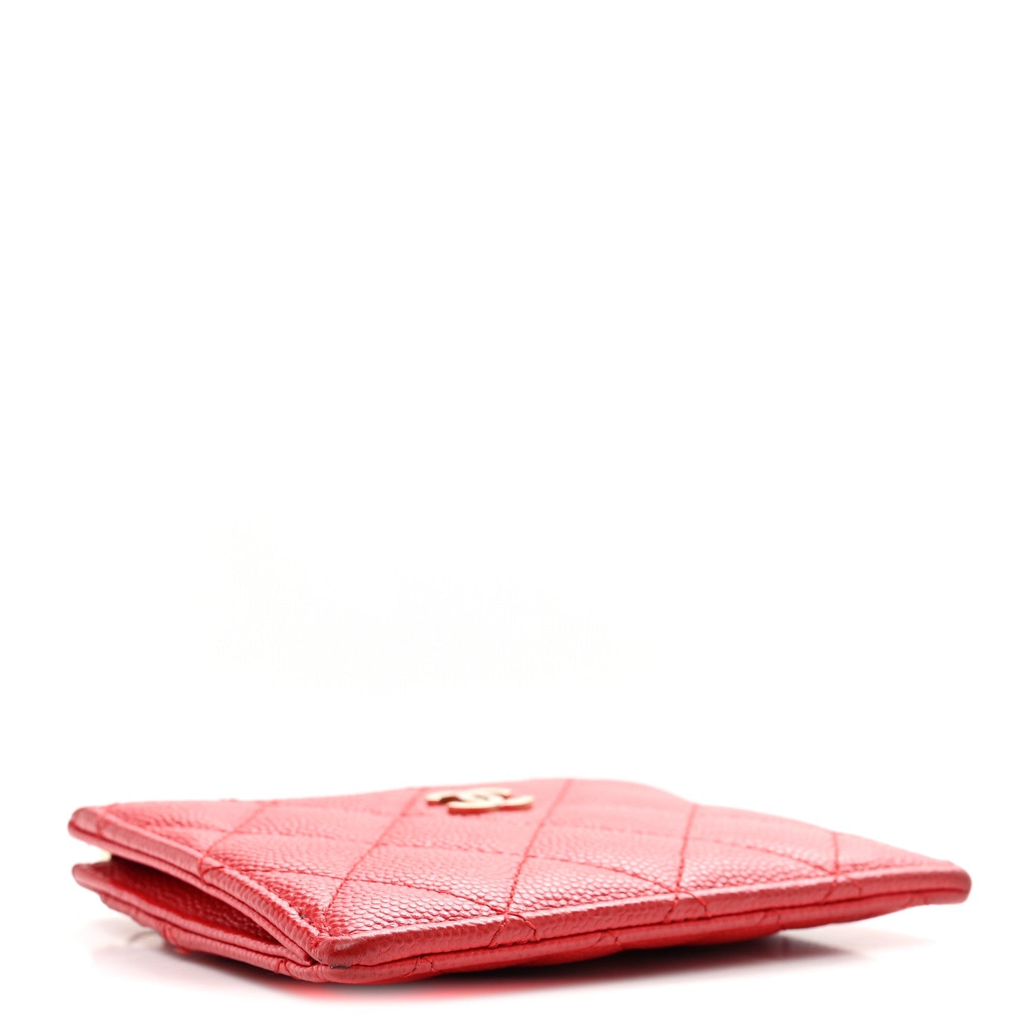 Caviar Quilted CC Zip Card Holder Red