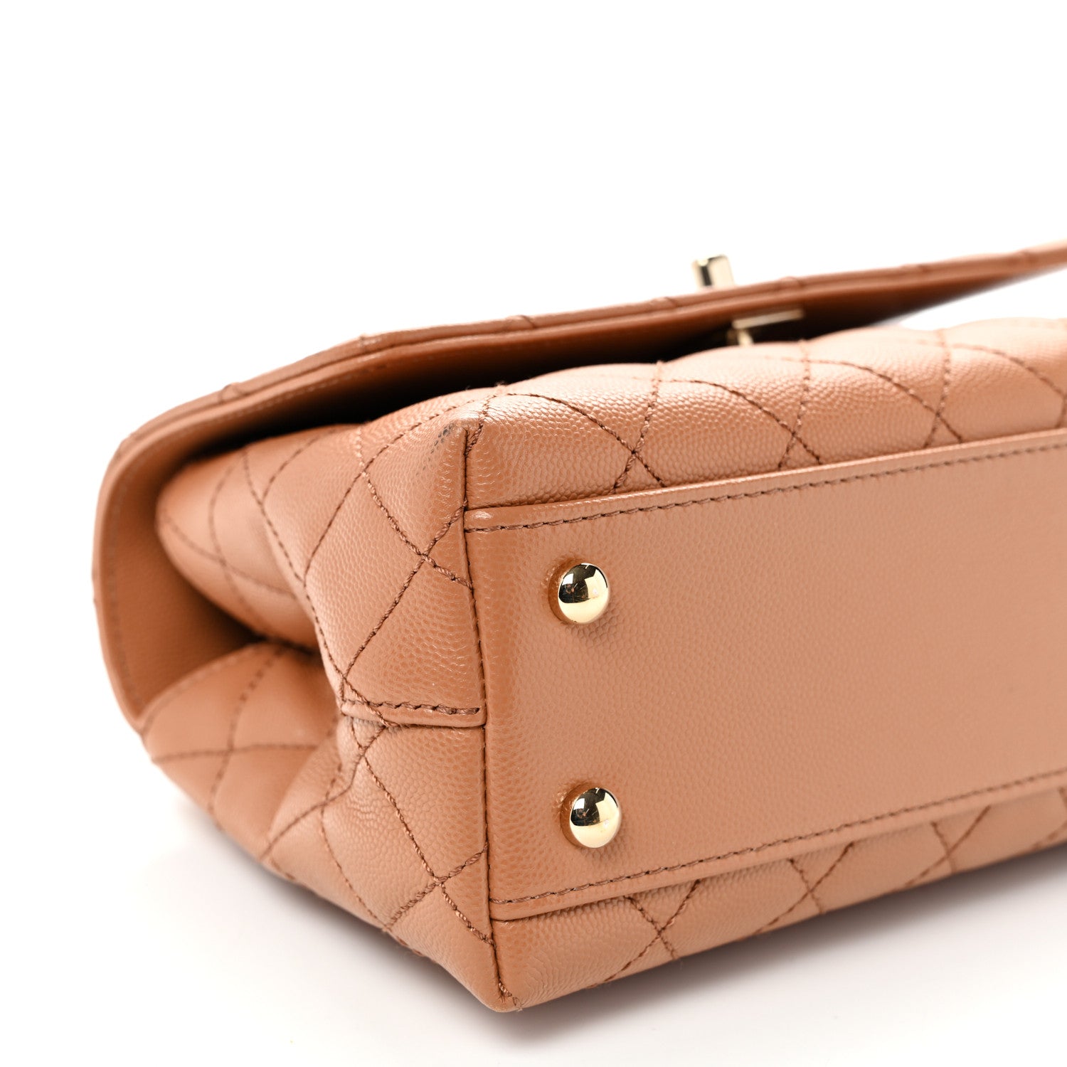 Caviar Quilted Mini Coco Handle Flap Brown