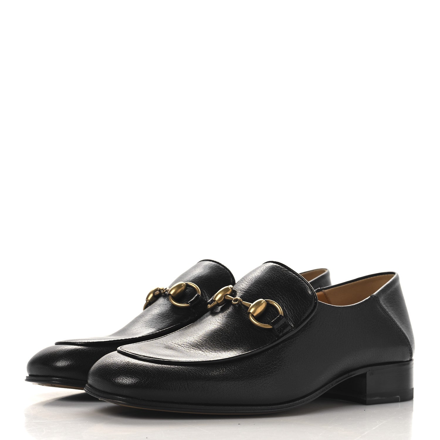 Goatskin Womens Horsebit Mid-Heel Loafers 37 Black