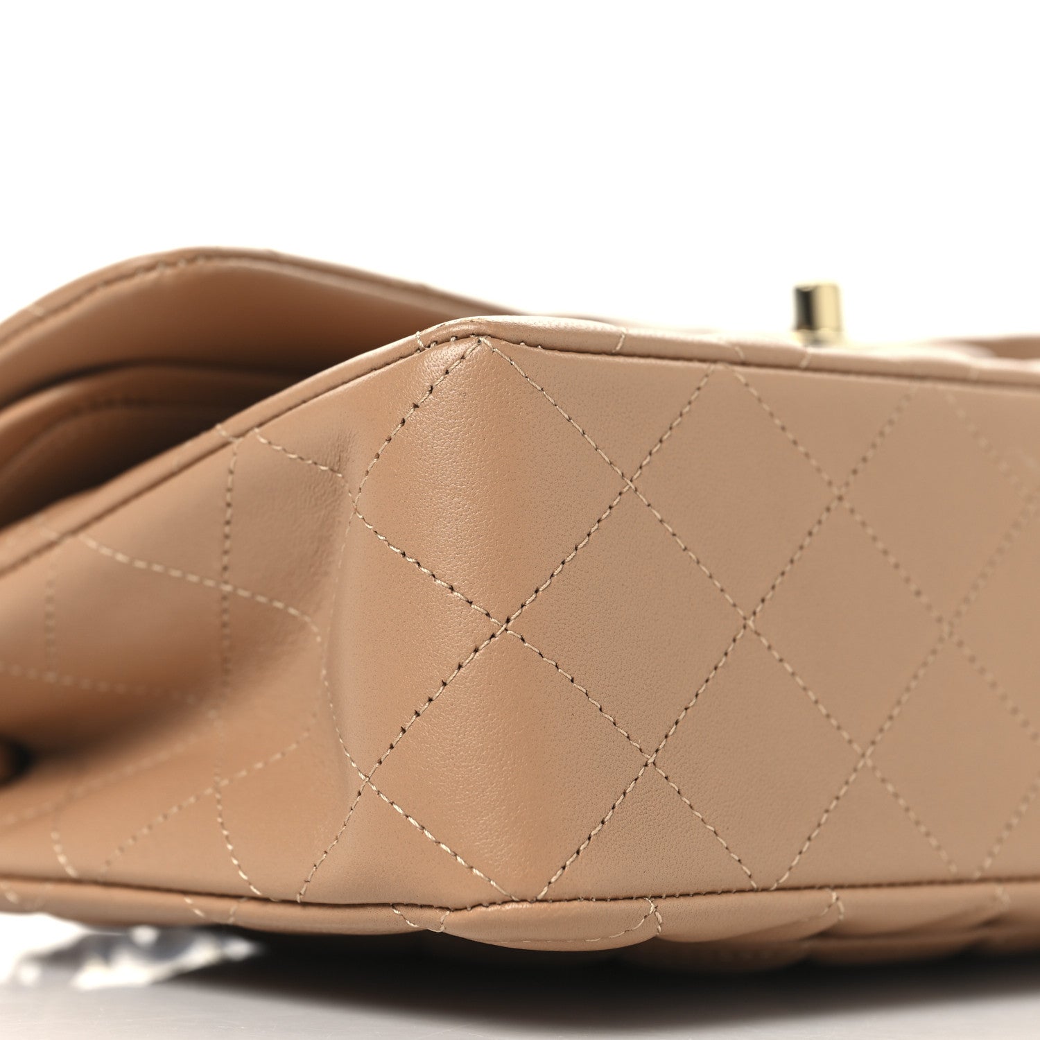 Lambskin Quilted Small Double Flap Brown