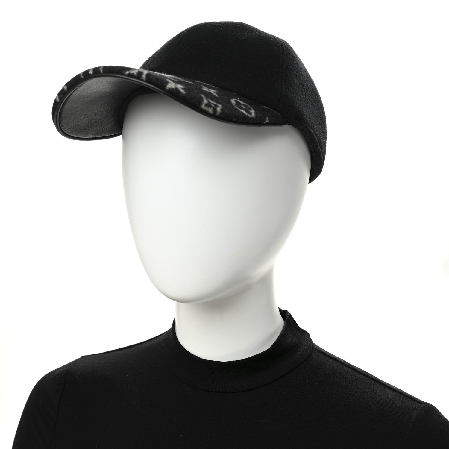 Wool Silk Monogram Endless Cap L Black