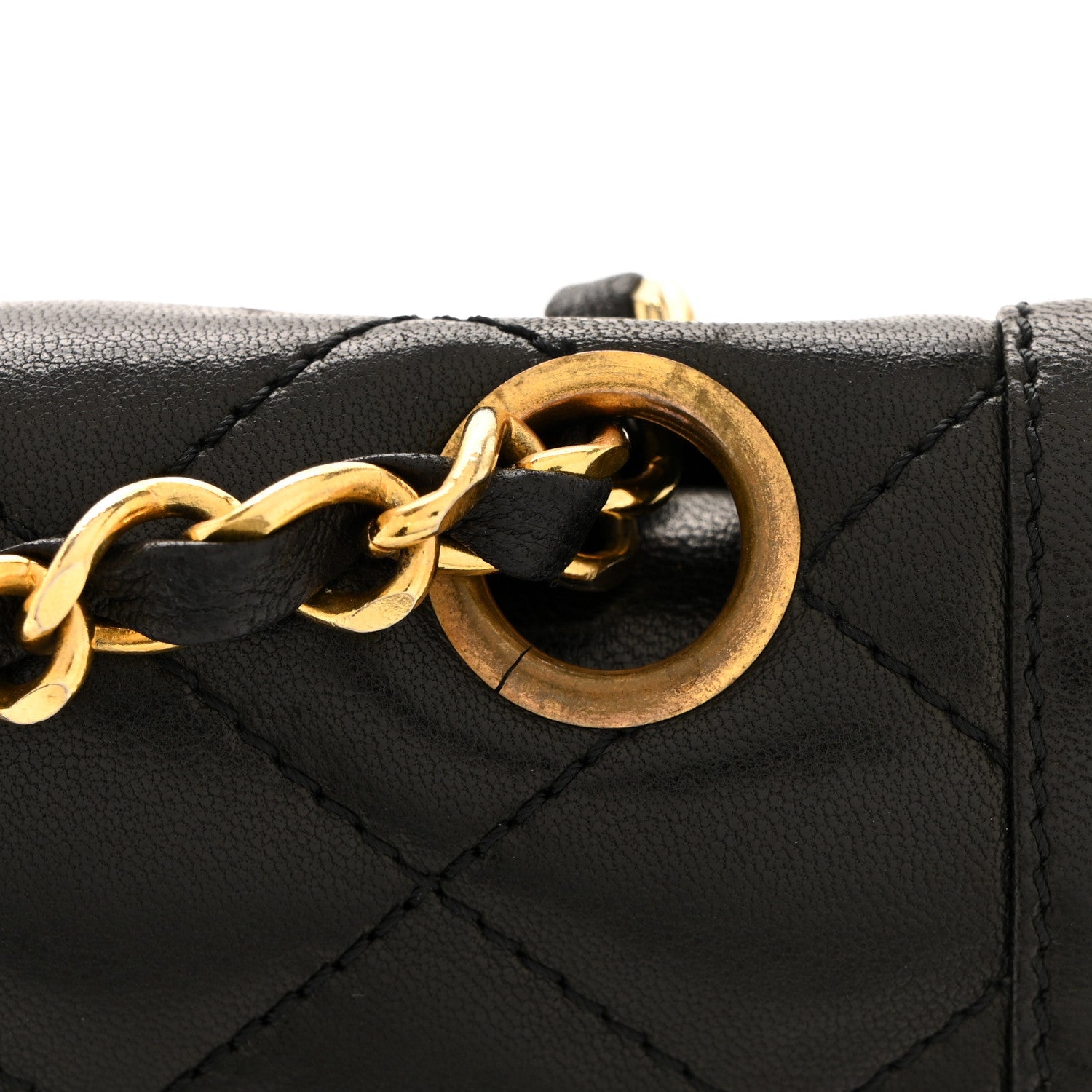 Lambskin Quilted Small Double Flap Black