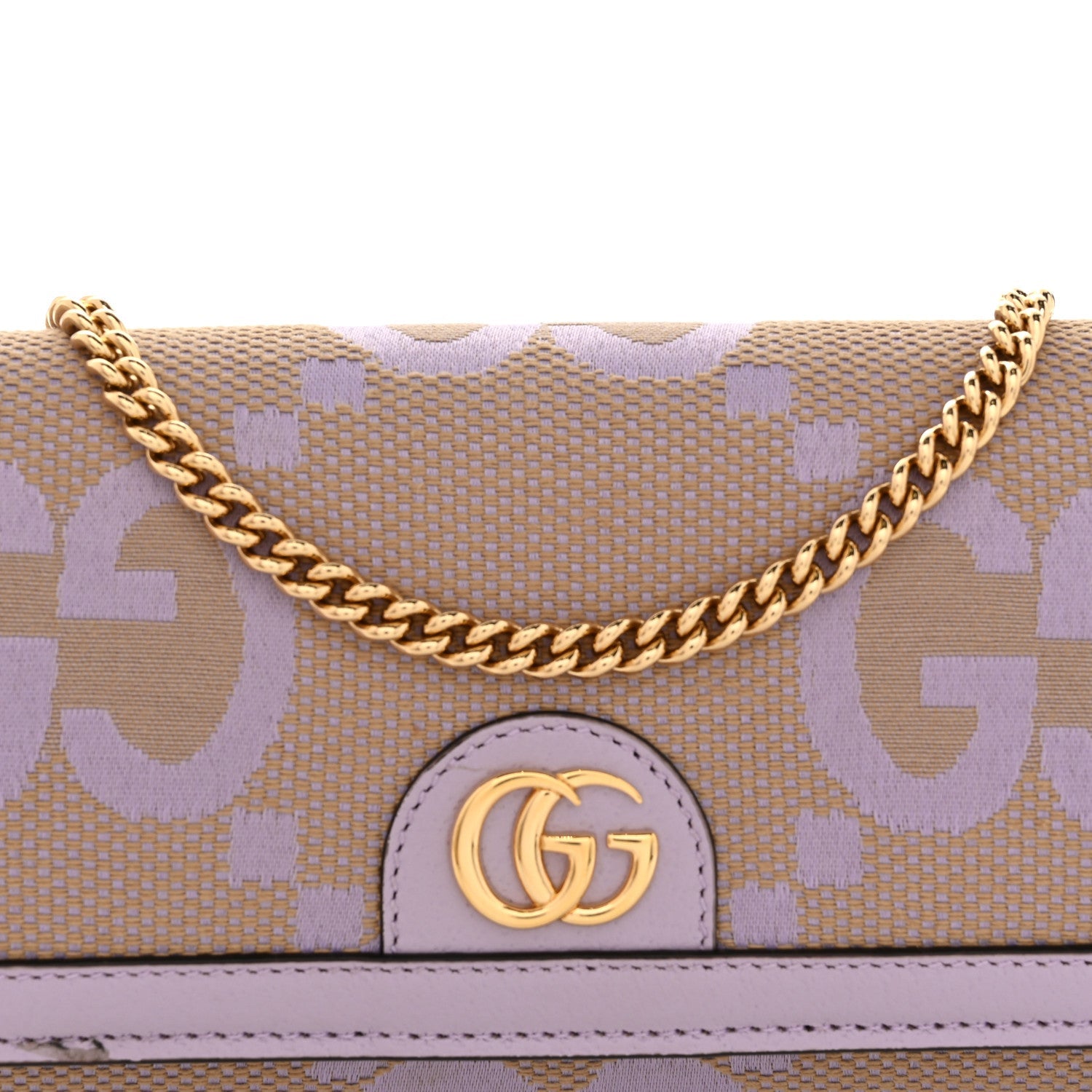 Monogram Jumbo GG Textured Dollar Calfskin Ophidia Continental Wallet On Chain Beige Lapis