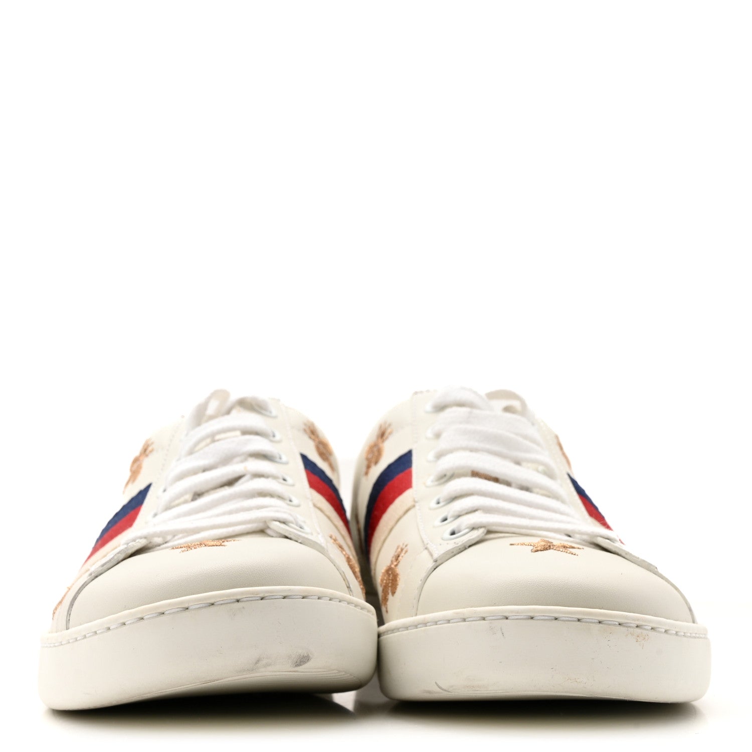 Calfskin Bee Star Embroidered Sylvie Web Ace Sneakers 38 White