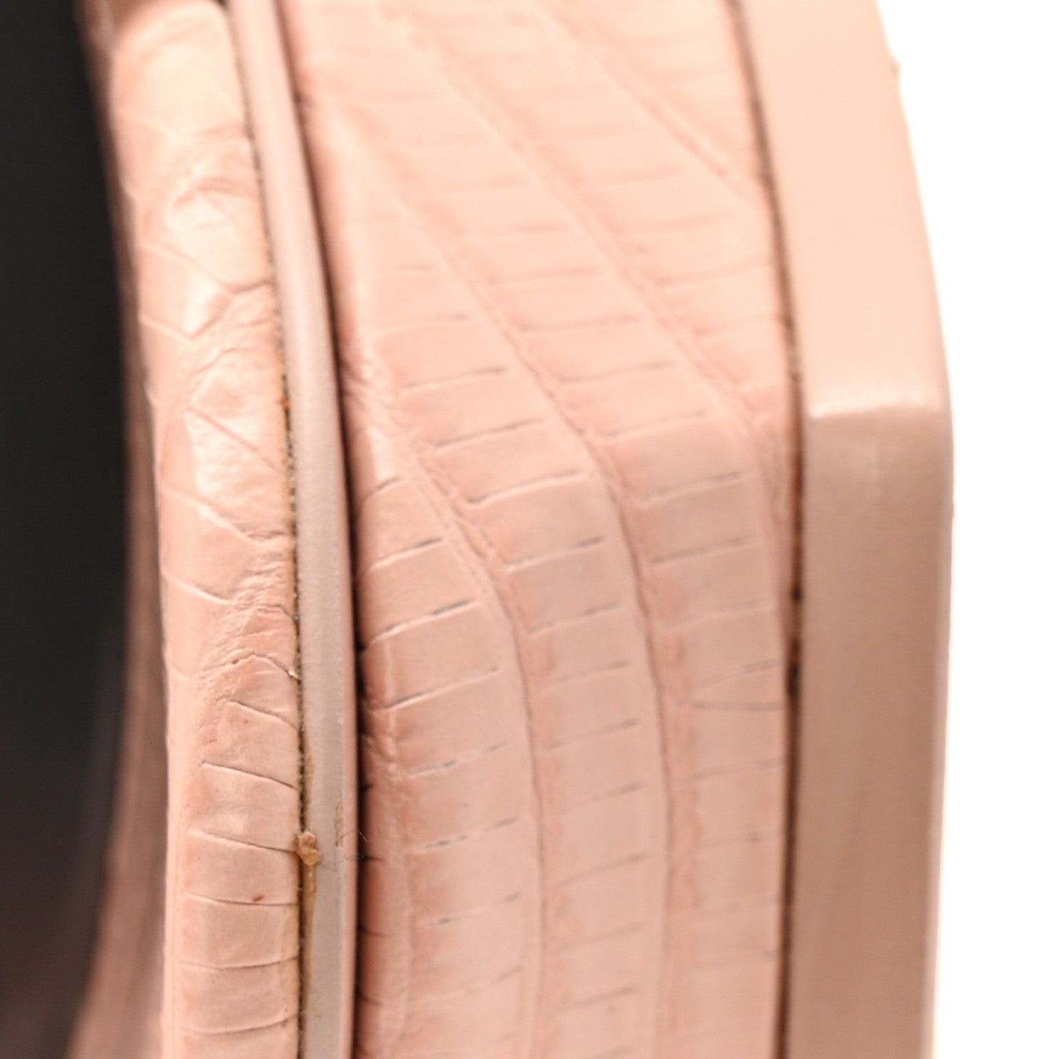 Calfskin Crocodile Embossed Tribute 105 Platform Sandals 36.5 Pale Pink