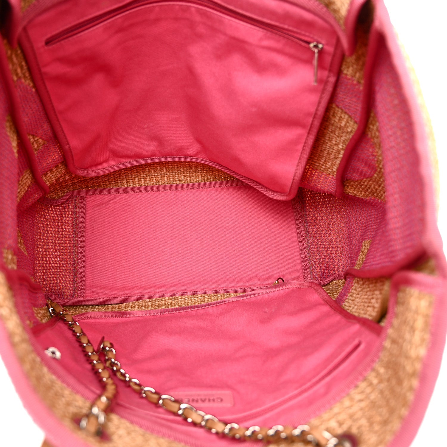 Mixed Fibers Large Shopping Bag Pink Beige