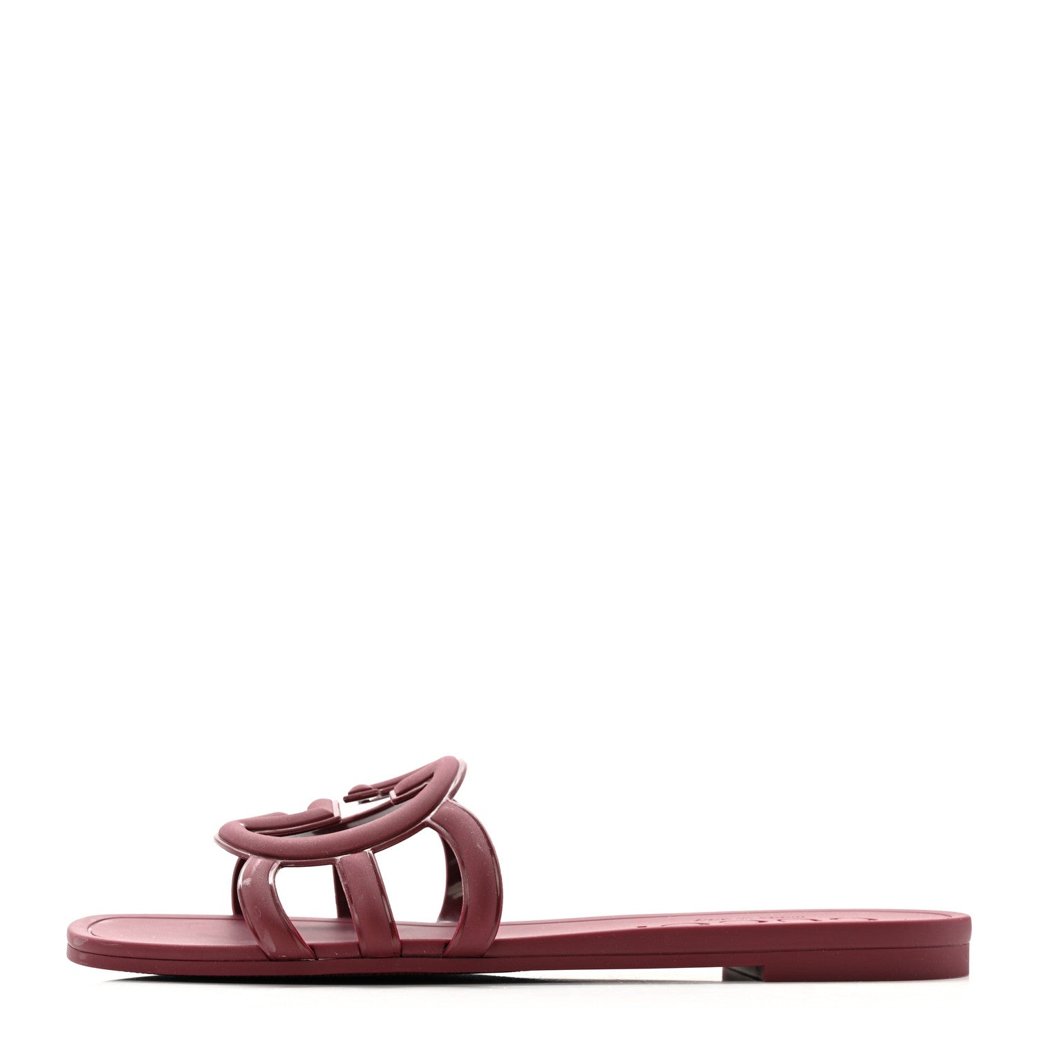 Rubber Interlocking G Womens Slide Sandals 35 Rosso Ancora