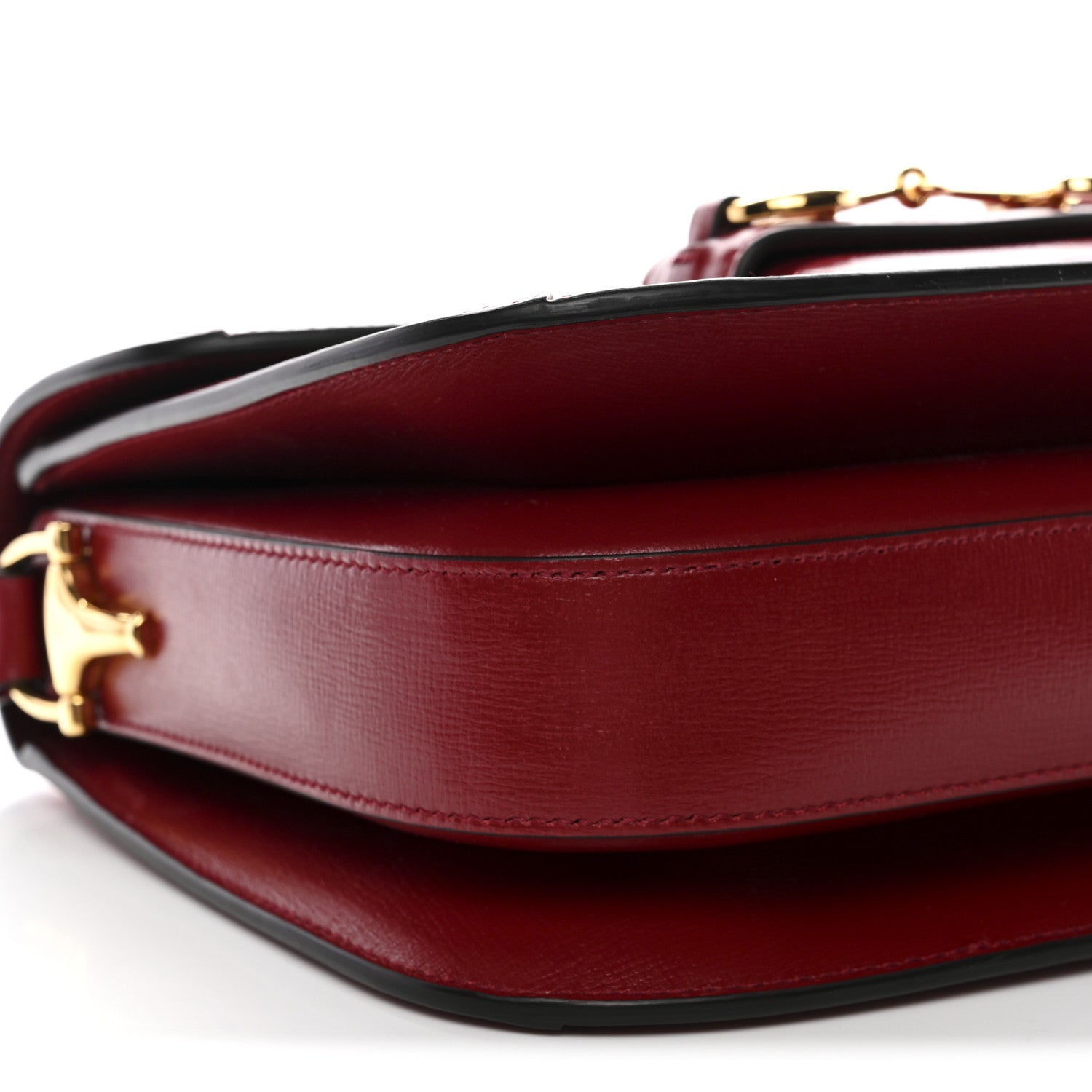 GG Supreme Monogram Azalea Calfskin Horsebit 1955 Shoulder Bag Beige Ebony New Cherry Red