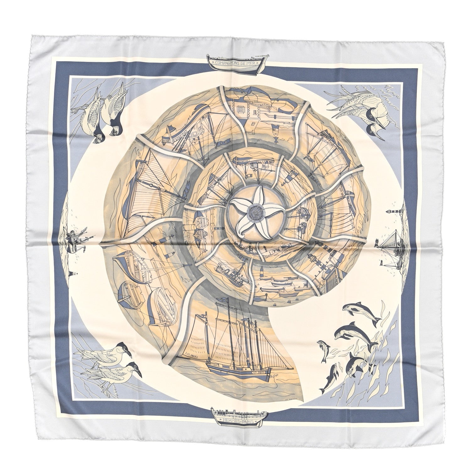 Silk Compagnons De Mer Scarf 90