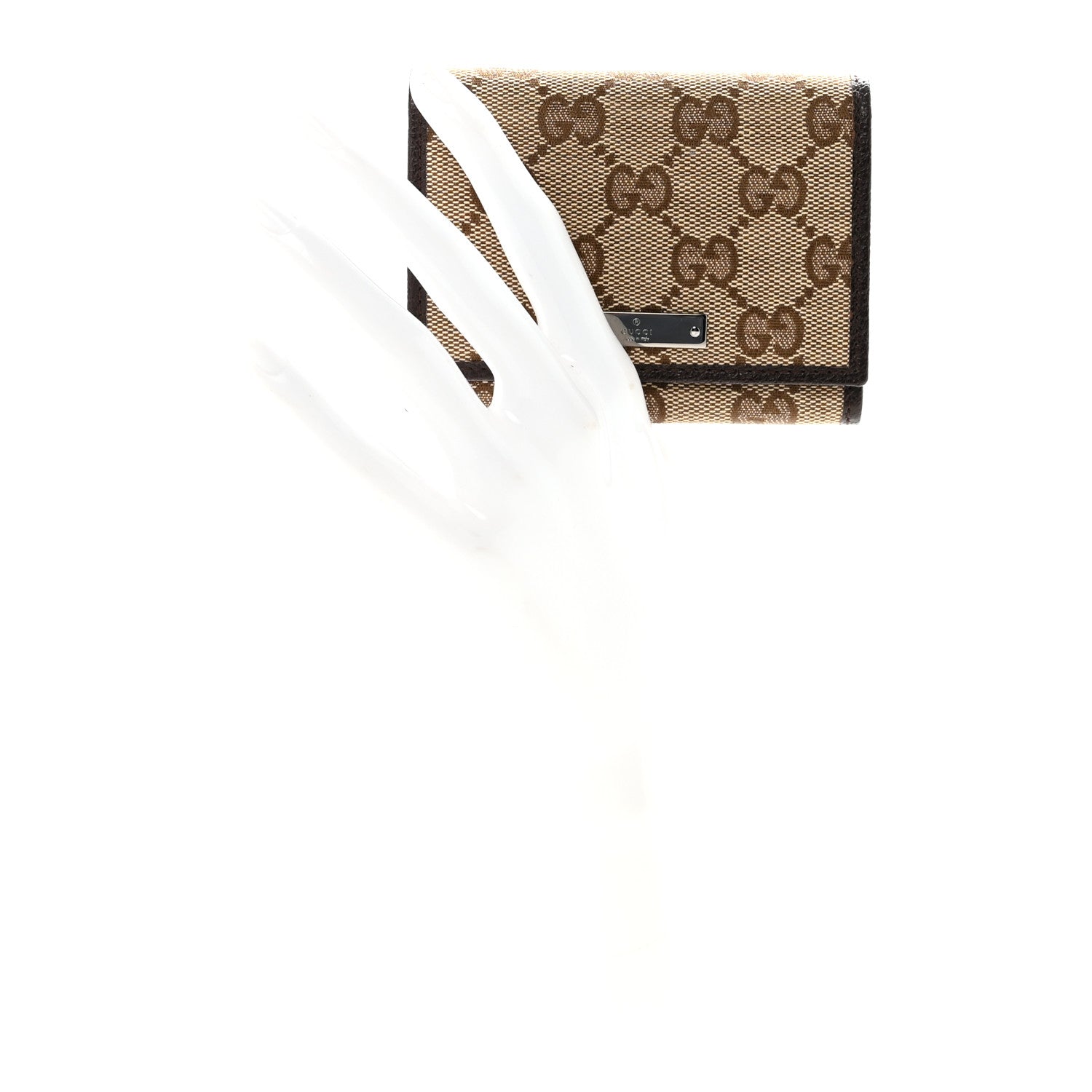GG Monogram Card Case Flap Wallet Dark Brown