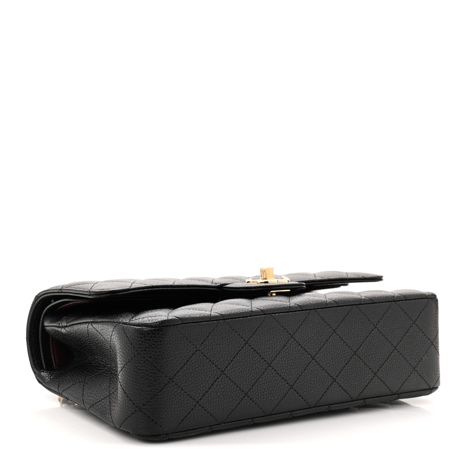 Caviar Quilted Medium Double Flap Black